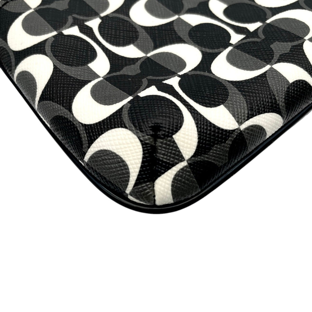 Coach Black Gray White Coated Canvas Leather Clutch Bag Pouch (Pre-Owned)