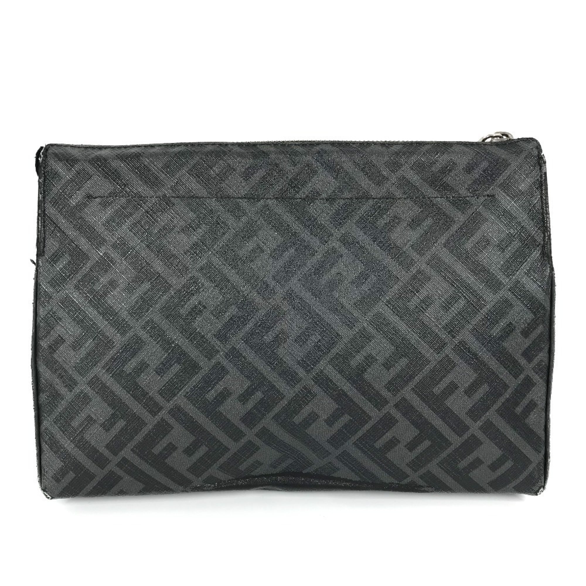 Fendi Zucca Black Gray Pvc Leather Clutch Bag (Pre-Owned)