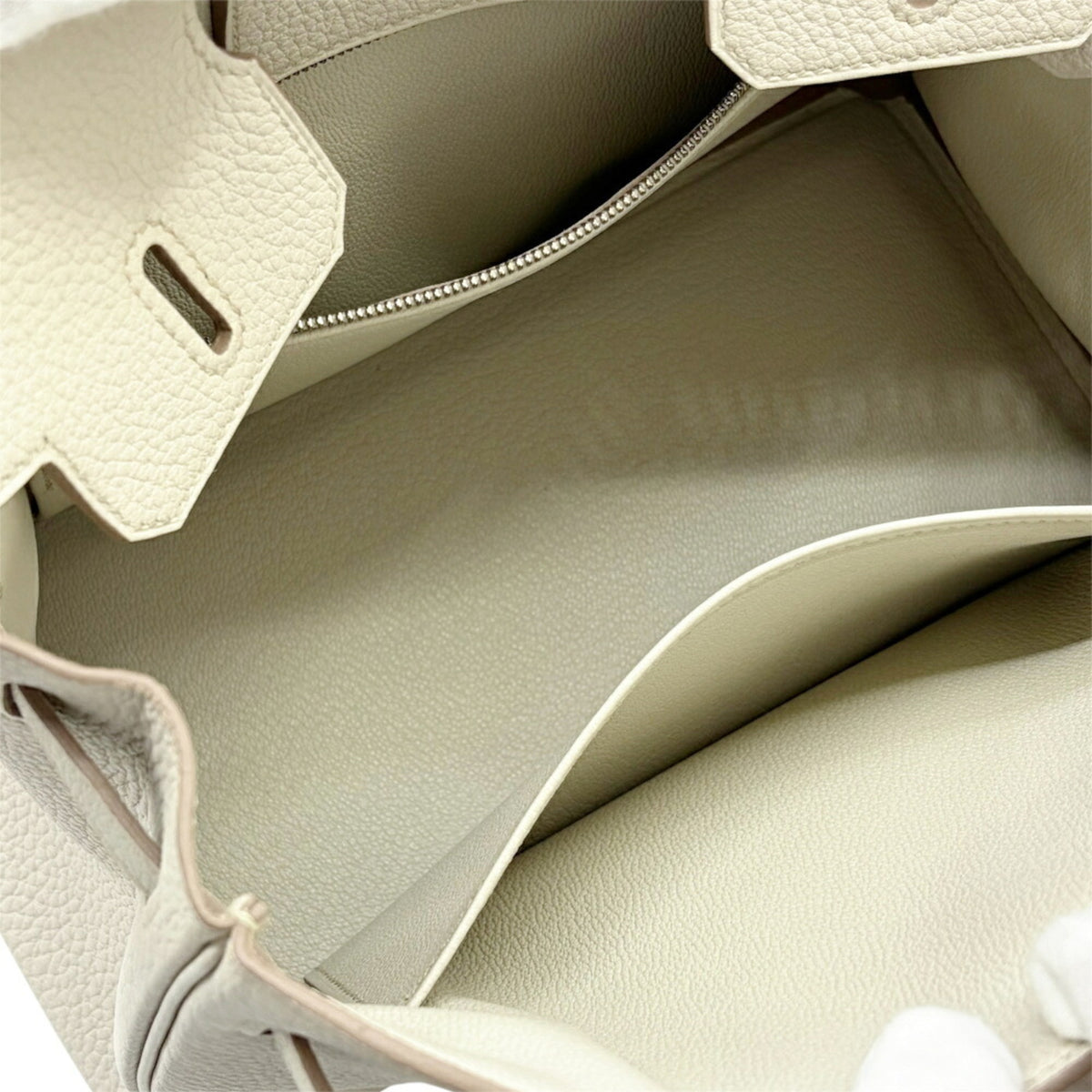 Hermes Ivory Light Gray Togo Leather Handbag (Pre-Owned)