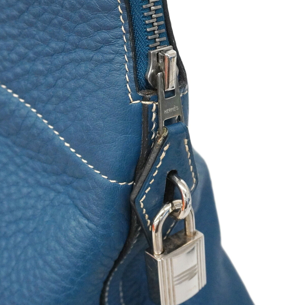 Hermes Blue Taurillon Clemence Leather Handbag (Pre-Owned)