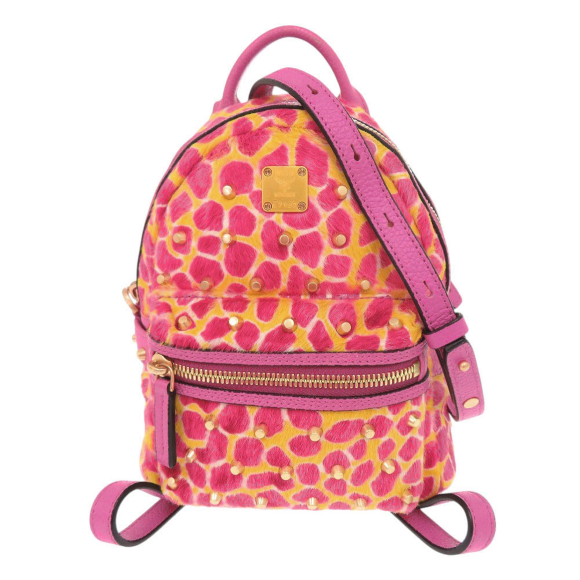 Mcm Pink Yellow Leather Leather Backpack (Pre-Owned)