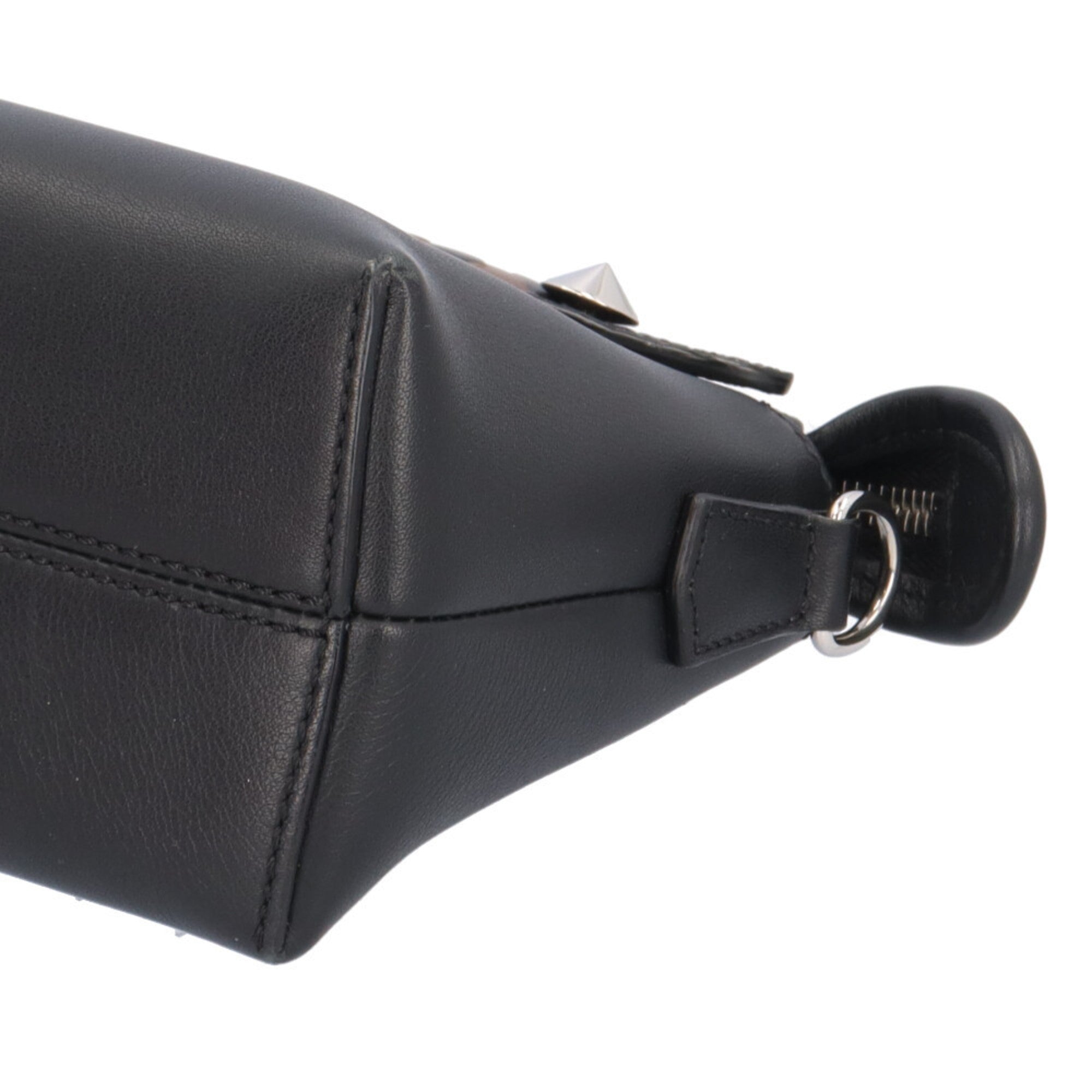 Fendi Black Brown Leather Shoulder Bag (Pre-Owned)