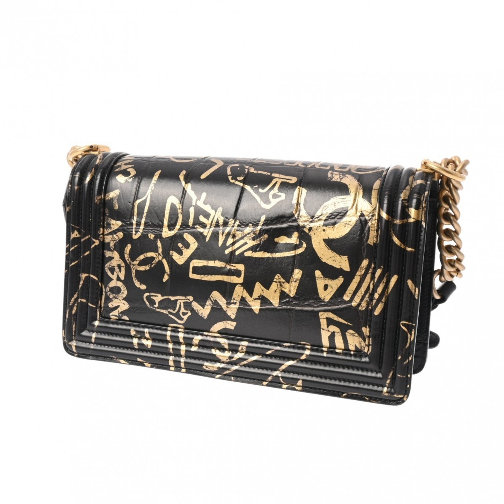 Chanel Boy Chanel Black Leather Shoulder Bag (Pre-Owned)