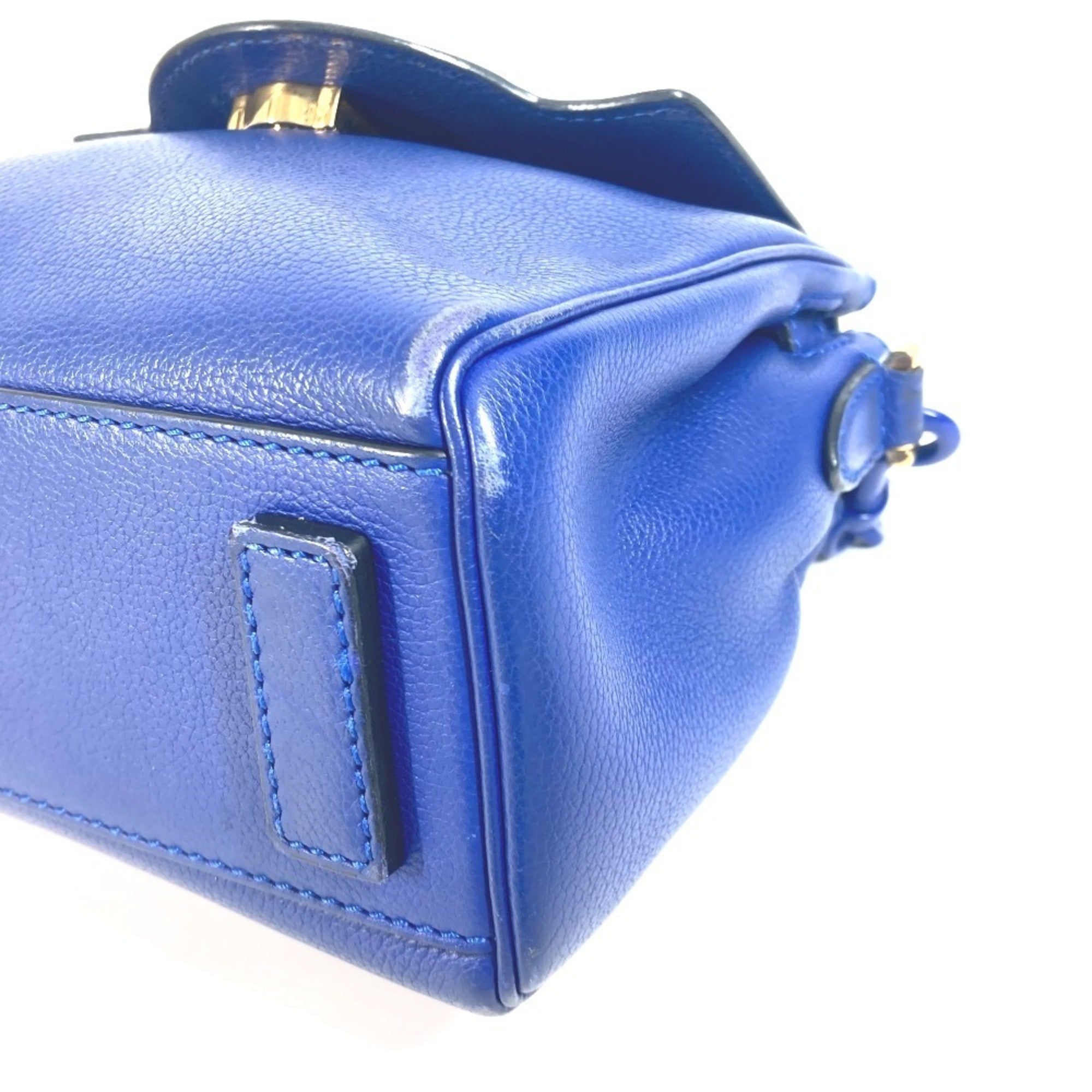 Versace Blue Leather Handbag Shoulder Bag (Pre-Owned)