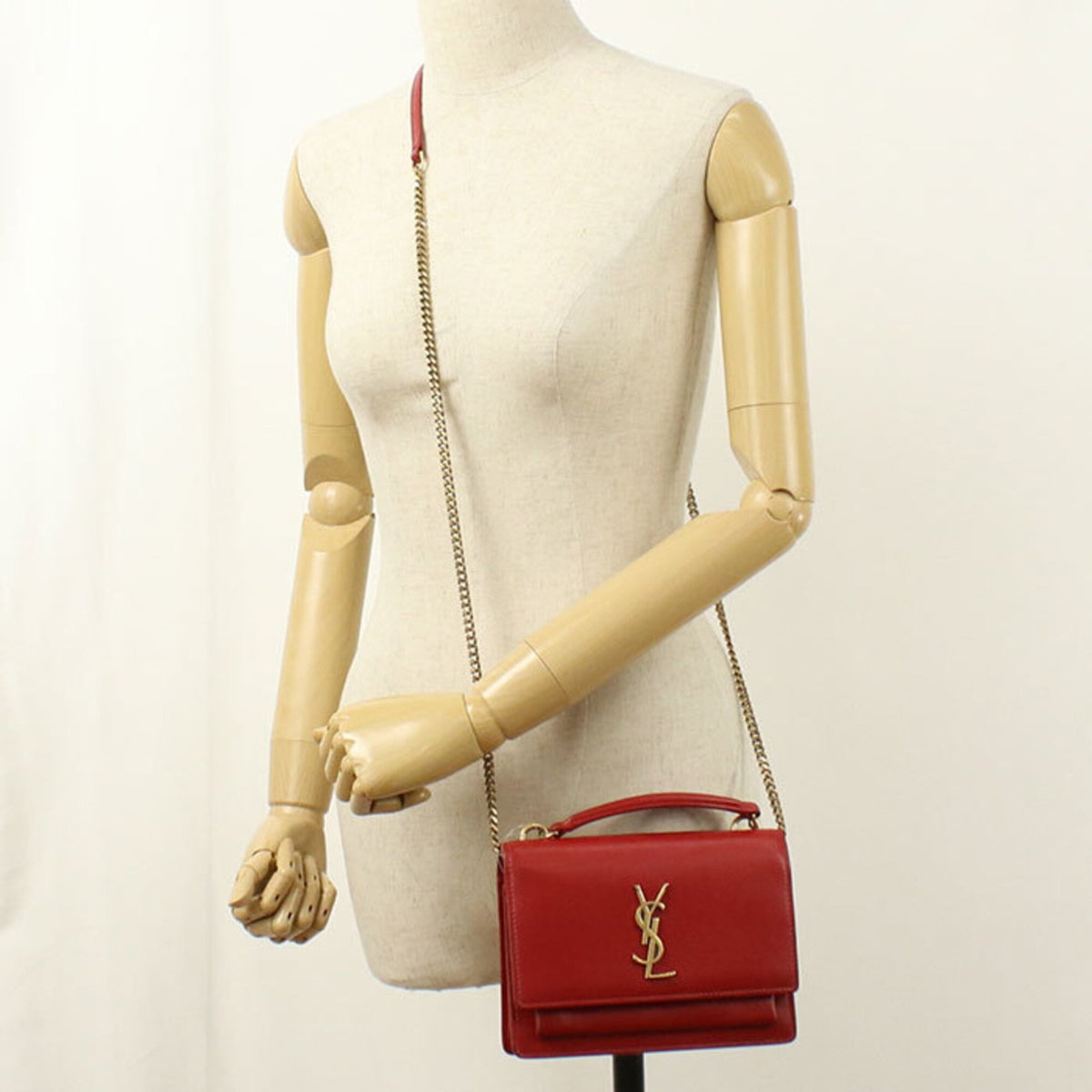 Saint Laurent Red Color Leather Shoulder Bag (Pre-Owned)