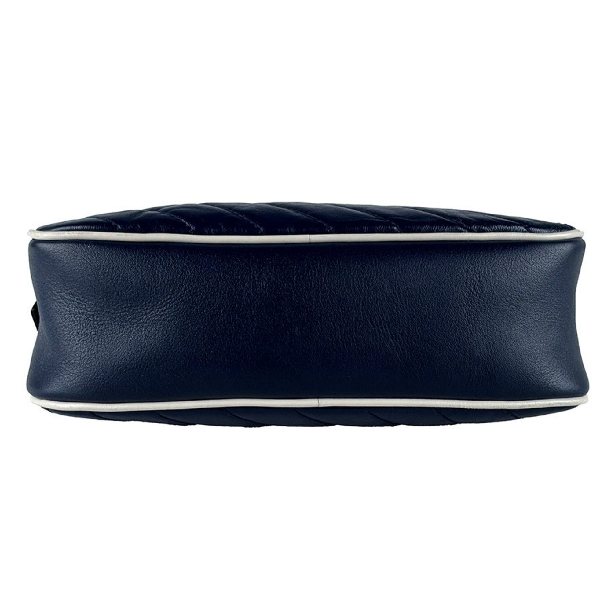 Gucci Ivory Navy Leather Shoulder Bag (Pre-Owned)