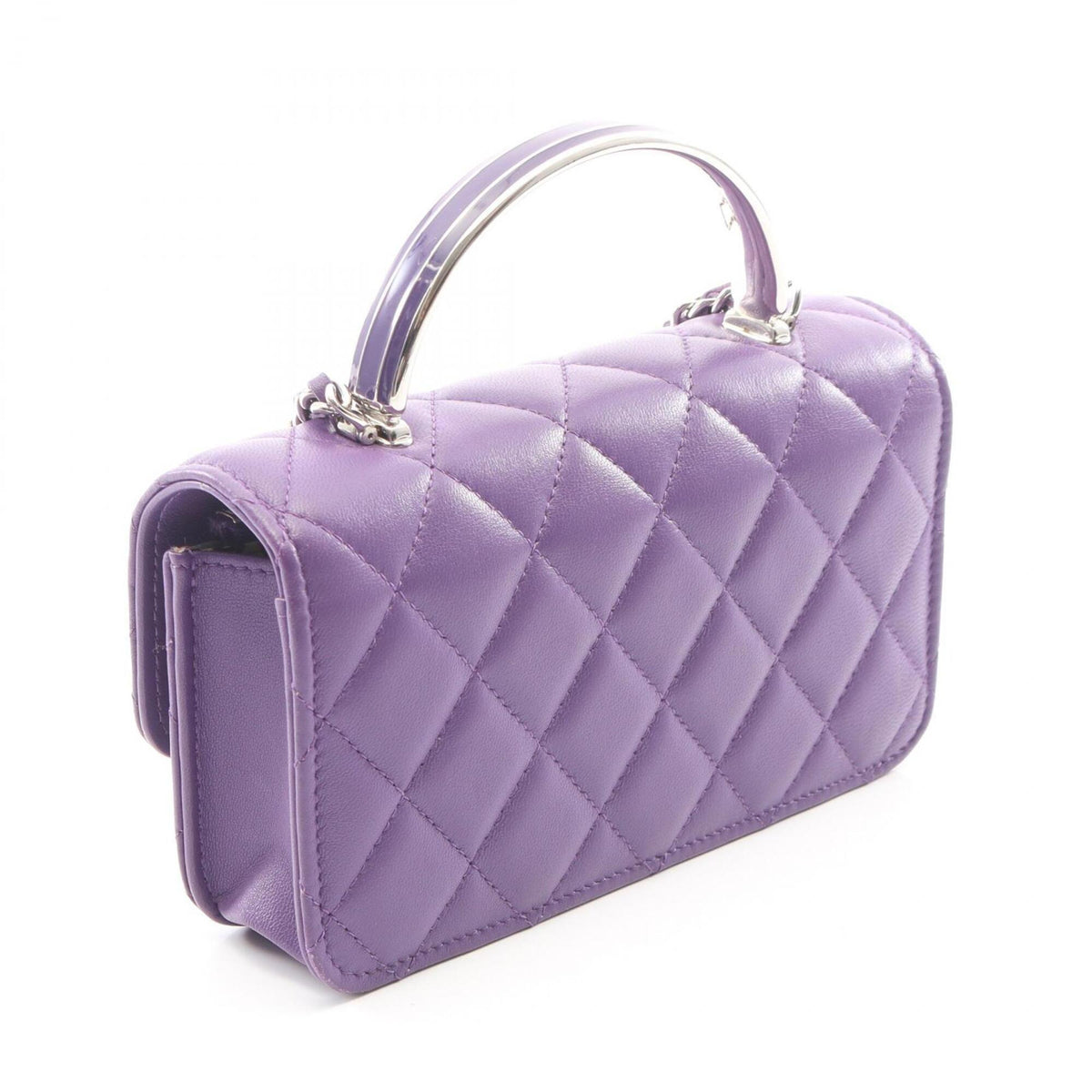 Chanel Purple Leather Handbag Shoulder Bag (Pre-Owned)