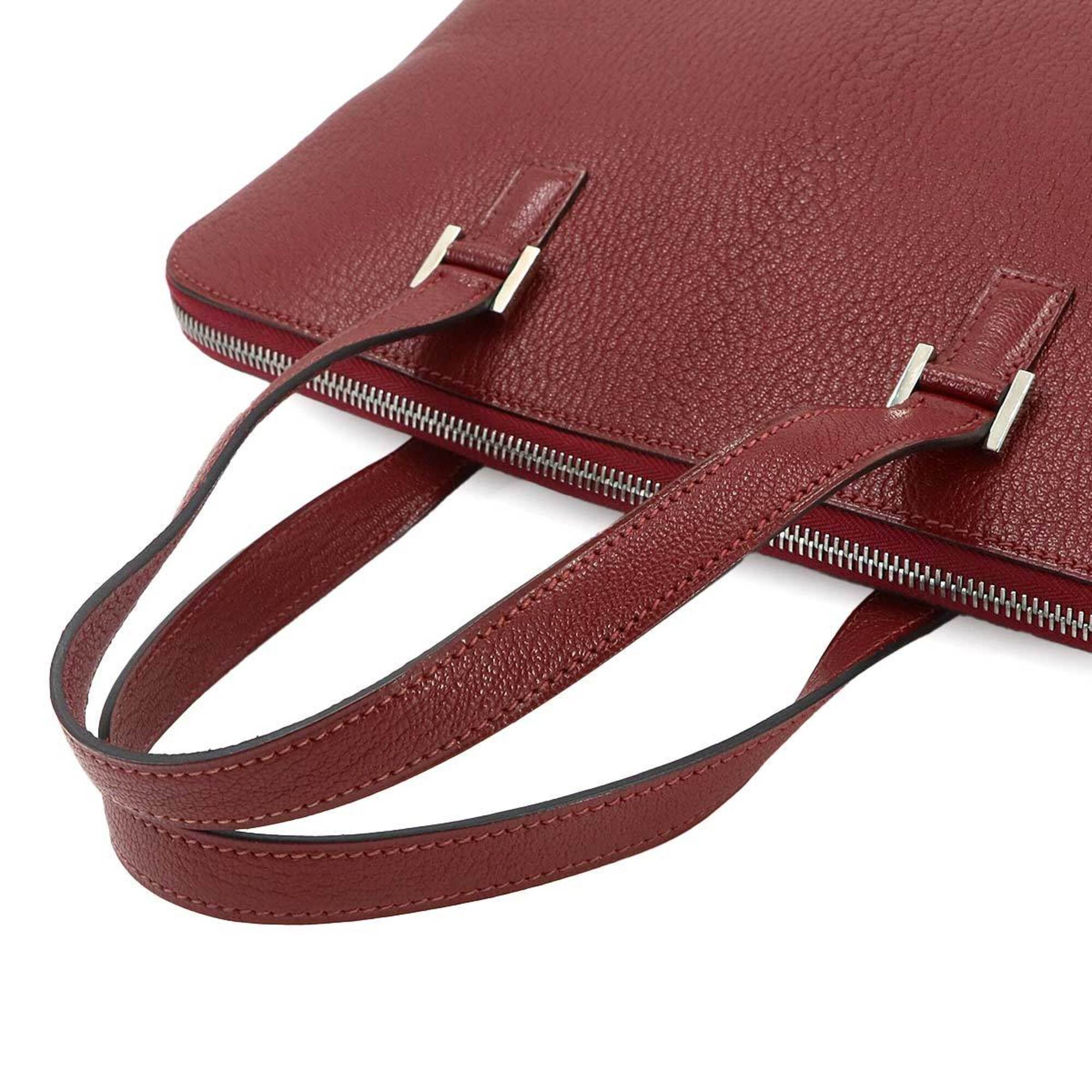 Hermes Rouge H Chevre Leather Handbag (Pre-Owned)