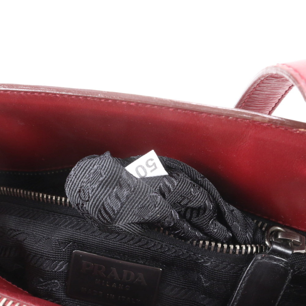 Prada Red Color Wine Leather Handbag Shoulder Bag Tote Bag (Pre-Owned)