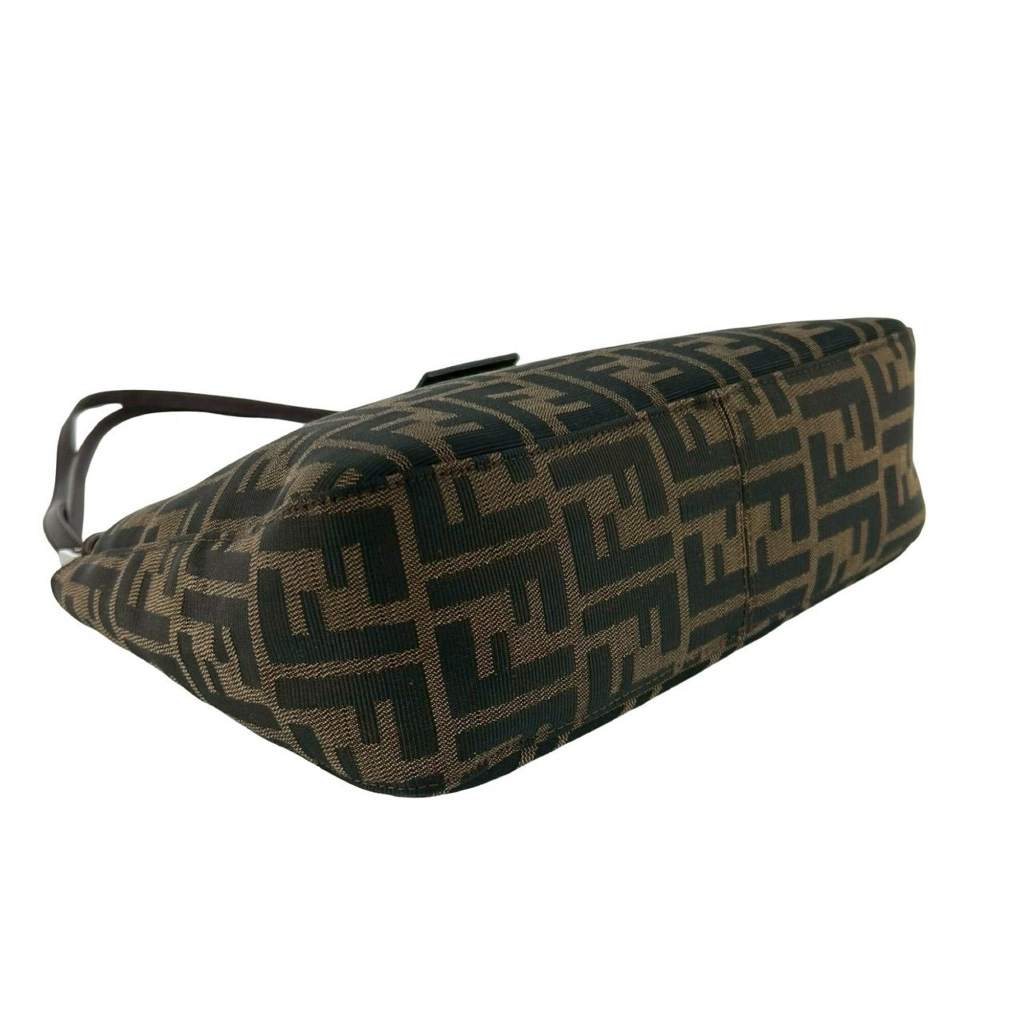 Fendi Black Brown Canvas Leather Handbag Shoulder Bag (Pre-Owned)