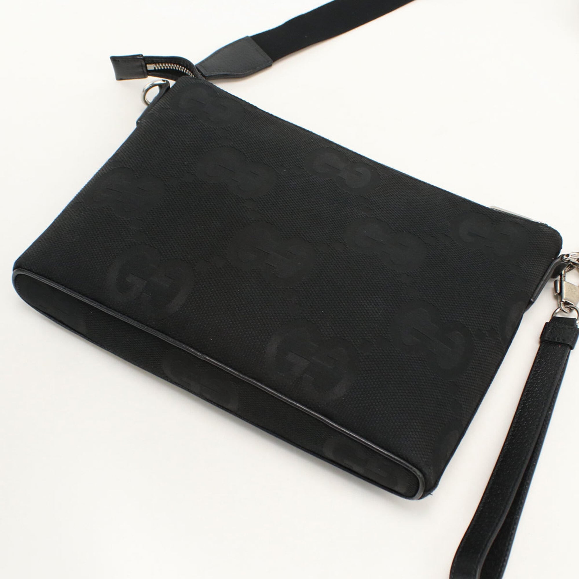 Gucci Black Canvas Clutch Bag Shoulder Bag (Pre-Owned)
