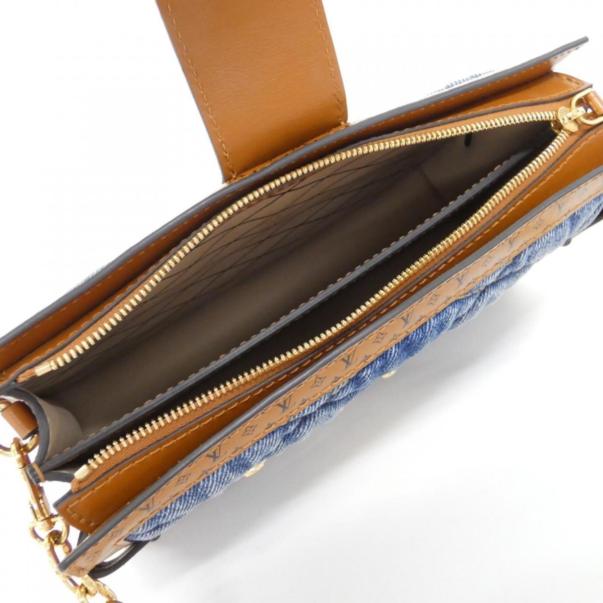 Louis Vuitton Blue Denim Leather Shoulder Bag (Pre-Owned)