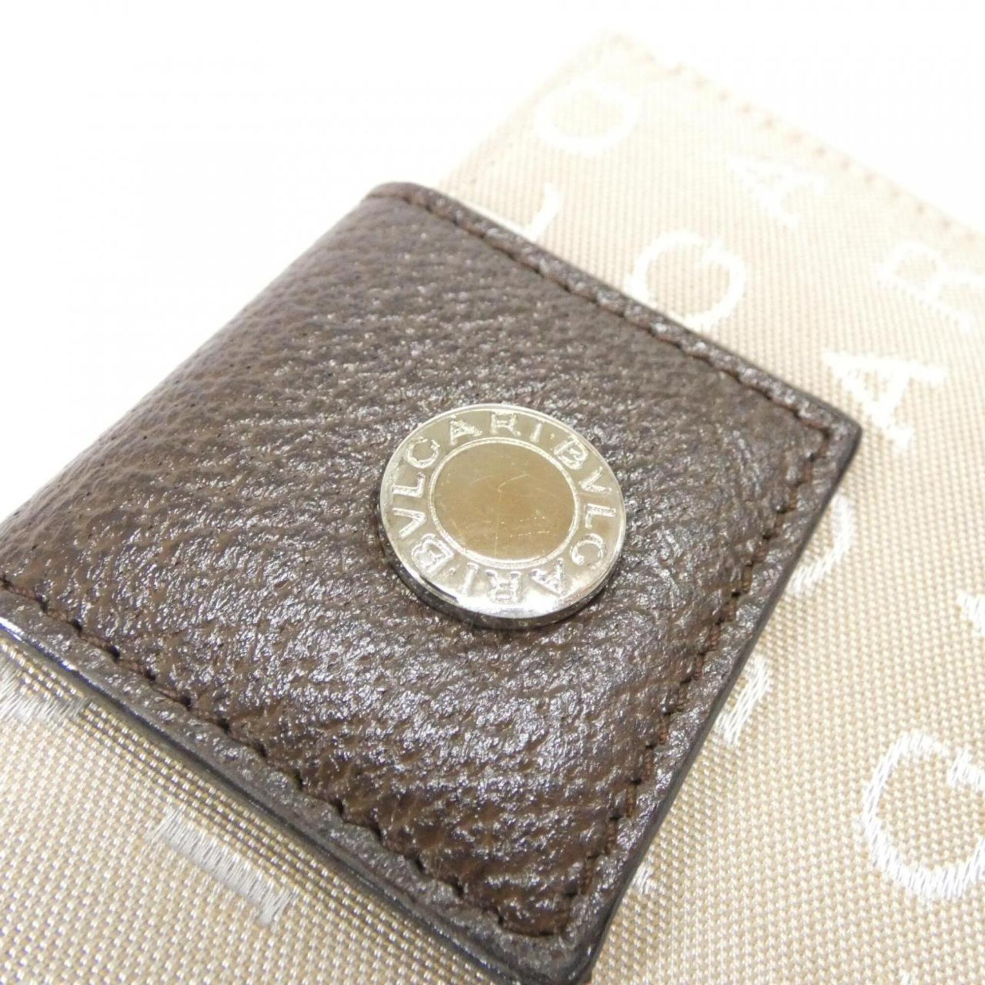 Bvlgari Beige Chocolate Canvas Wallet (Bi-Fold) (Pre-Owned)
