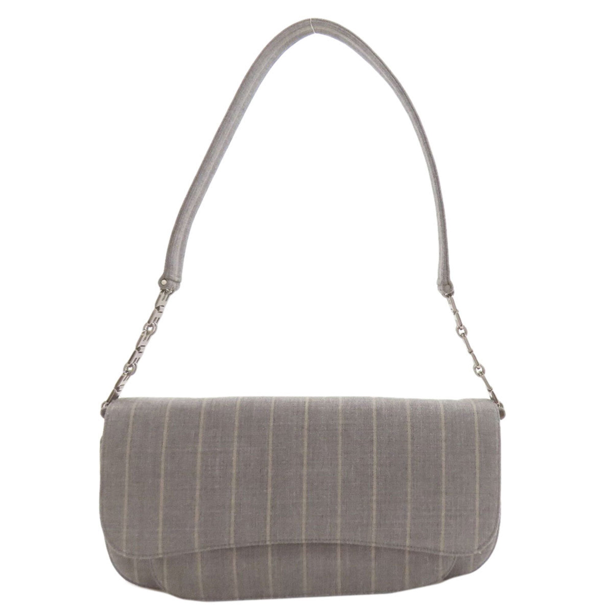 Bally Gray Canvas Shoulder Bag (Pre-Owned)