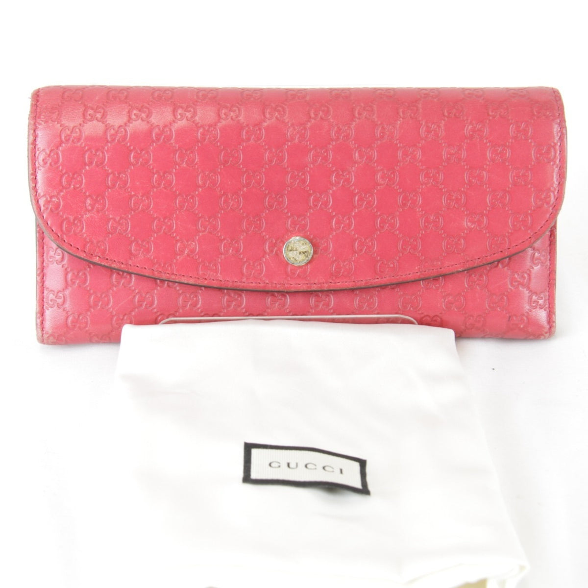 Gucci Red Color Leather Long Wallet (Bi-Fold) (Pre-Owned)