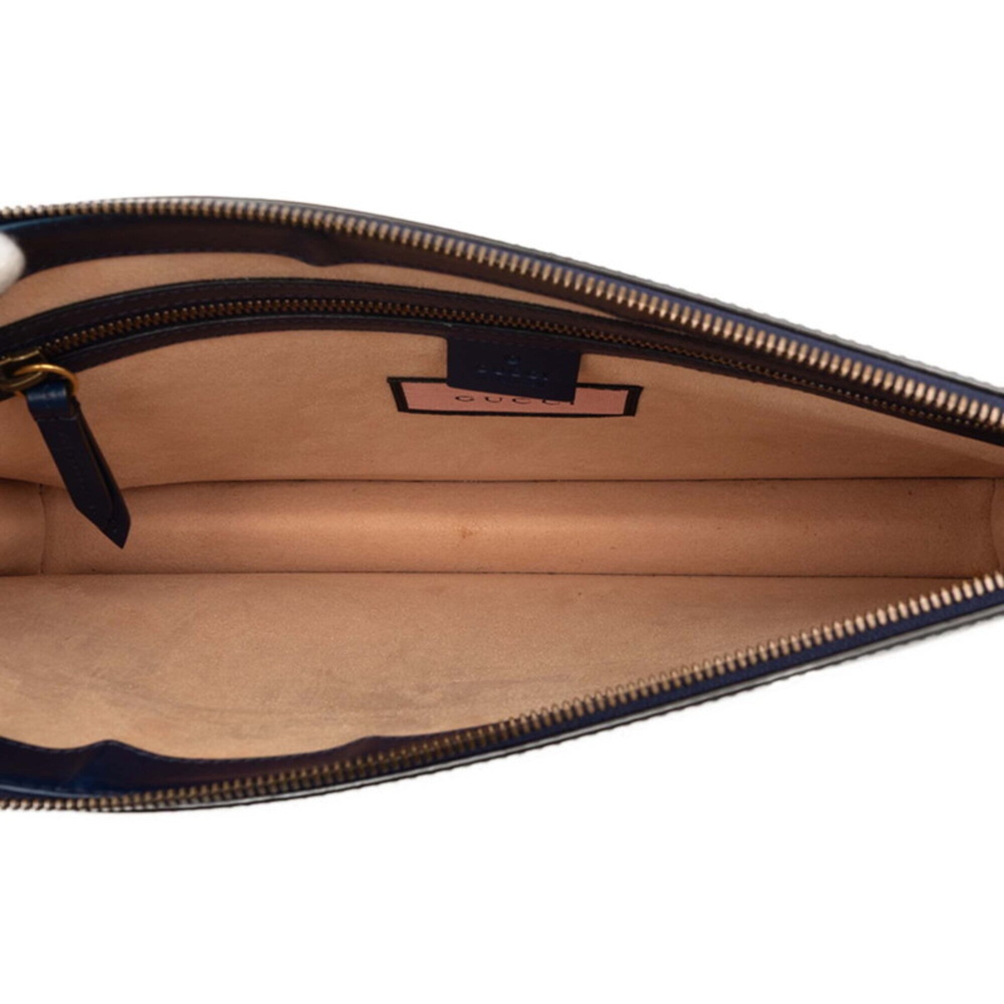 Gucci Multi-Color Navy Leather Clutch Bag (Pre-Owned)
