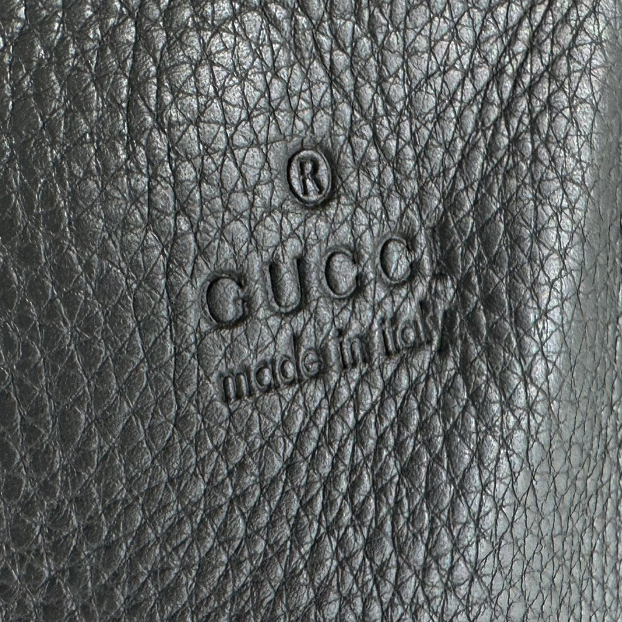 Gucci Dark Gray Leather Shoulder Bag (Pre-Owned)