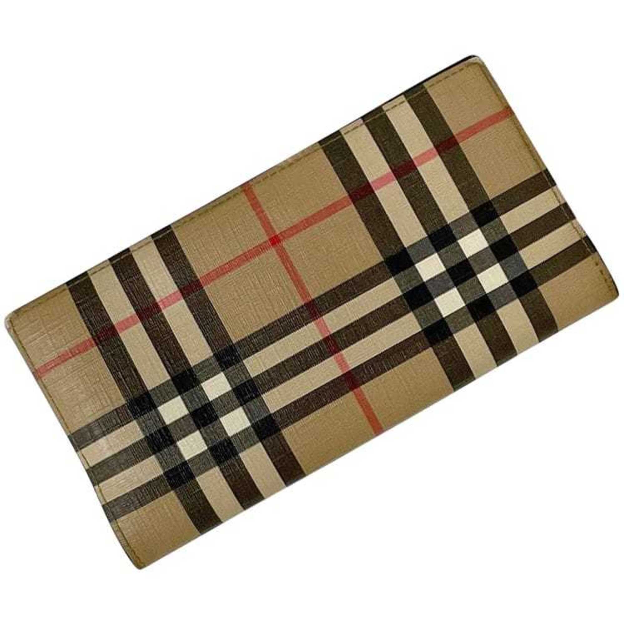 Burberry Beige Pvc Leather Long Wallet (Bi-Fold) (Pre-Owned)
