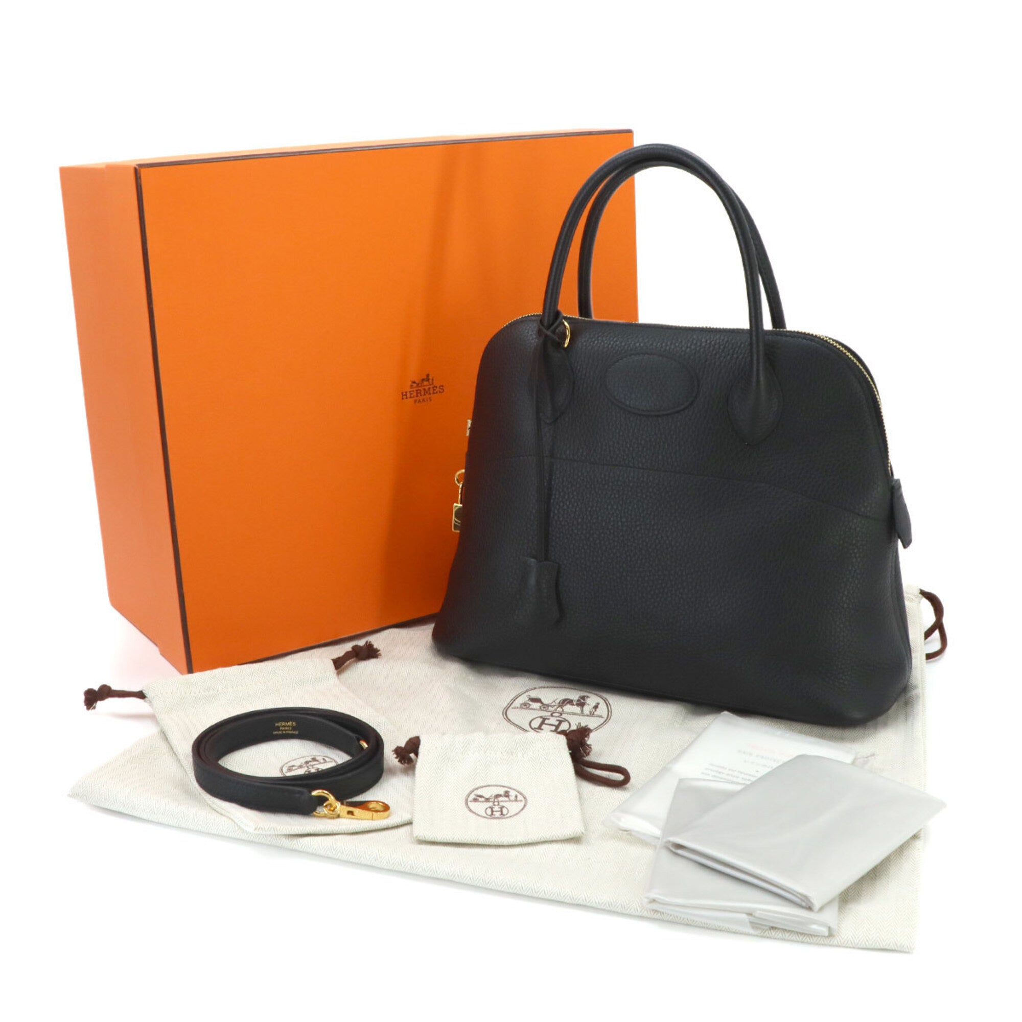 Hermes Bolide Black Taurillon Clemence Leather Handbag (Pre-Owned)