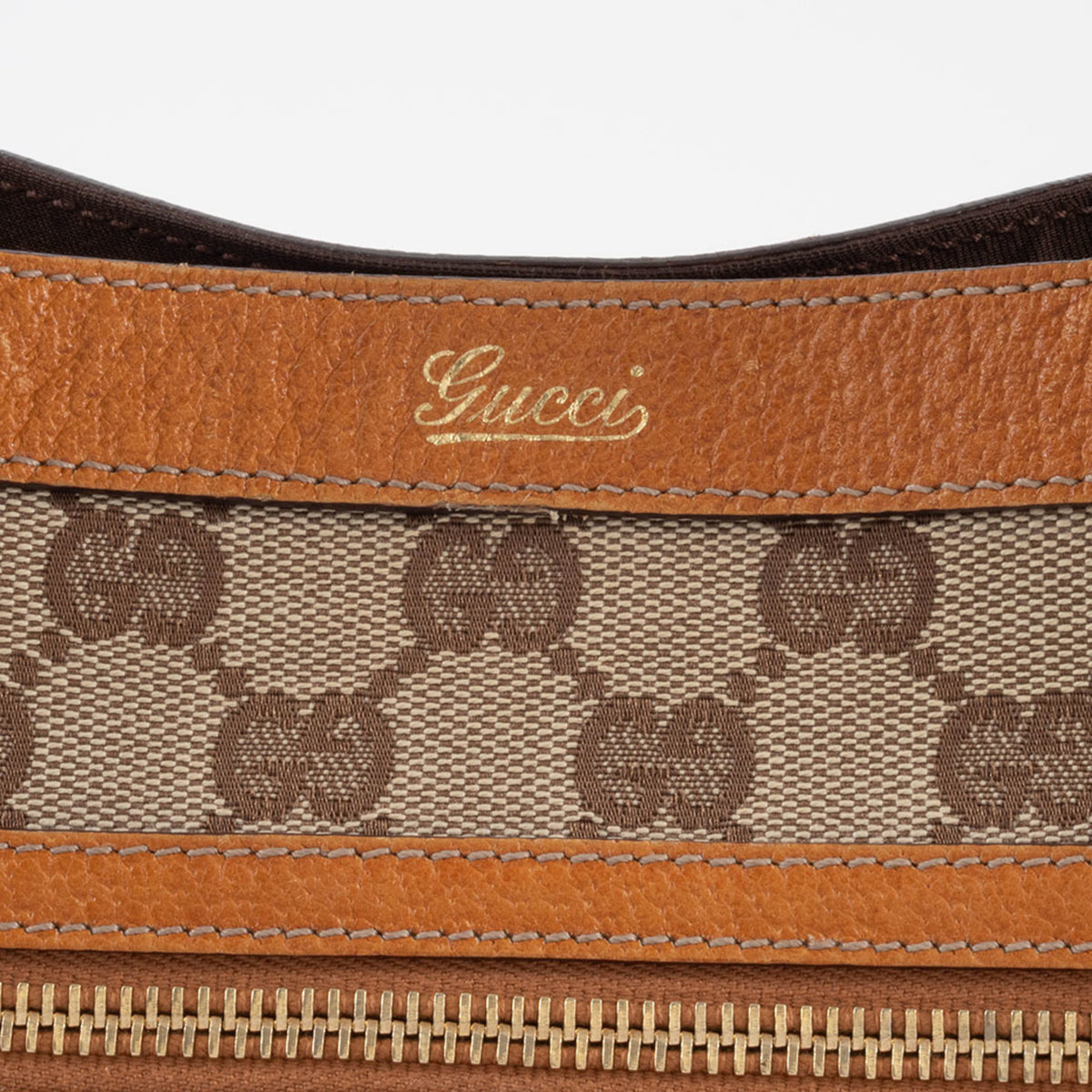 Gucci Abbey Beige Brown Gg Canvas Leather Tote Bag (Pre-Owned)