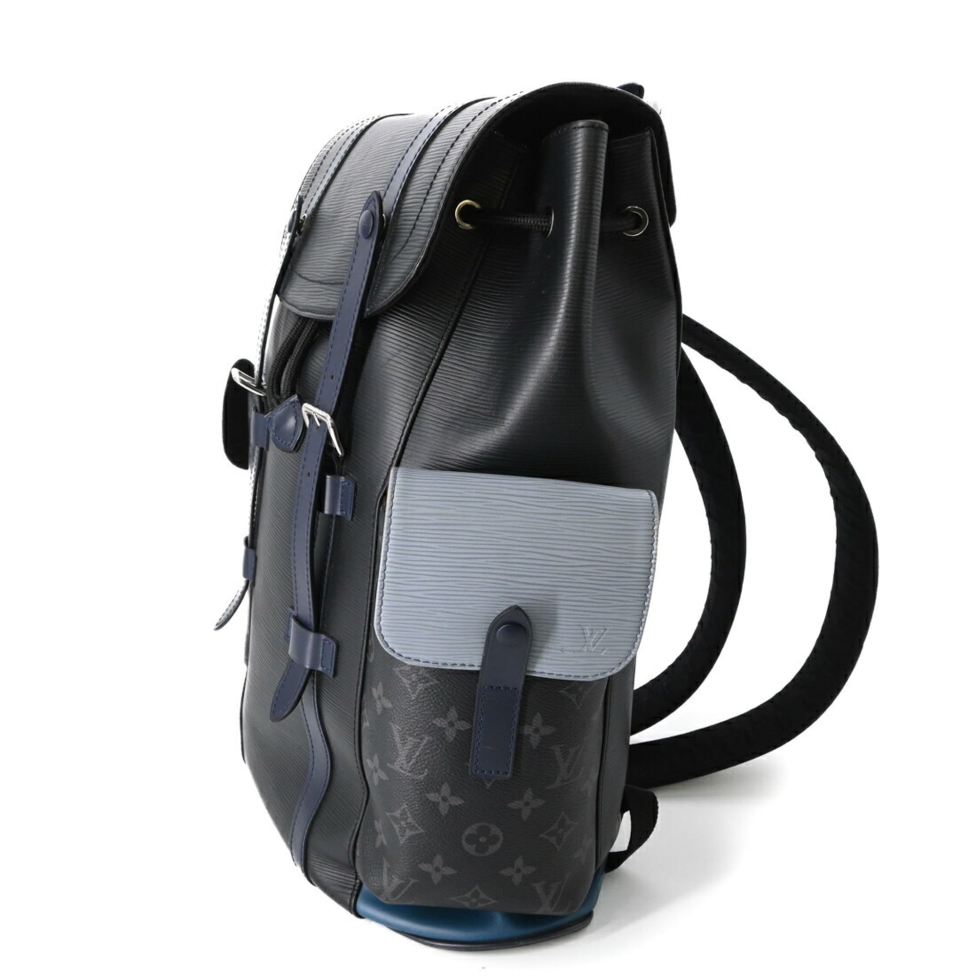 Louis Vuitton Black Blue Gray Monogram Eclipse Monogram Eclipse Epi Leather Backpack (Pre-Owned)