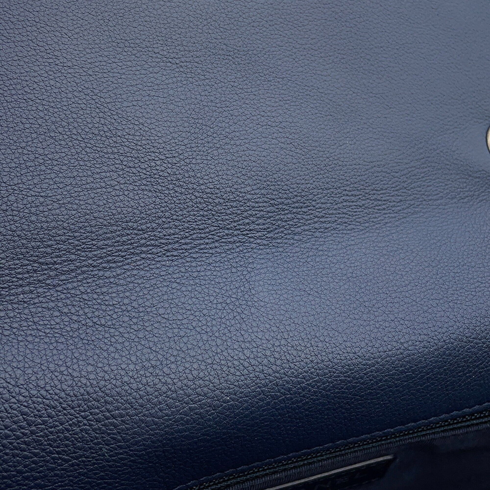 Chanel Navy Leather Handbag Shoulder Bag (Pre-Owned)