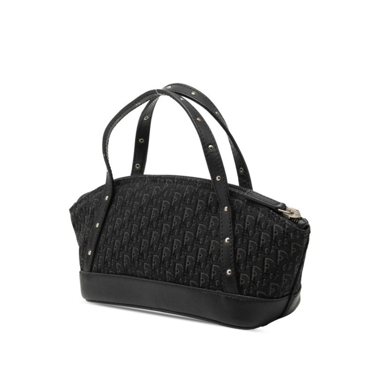 Christian Dior Black Leather Canvas Handbag (Pre-Owned)