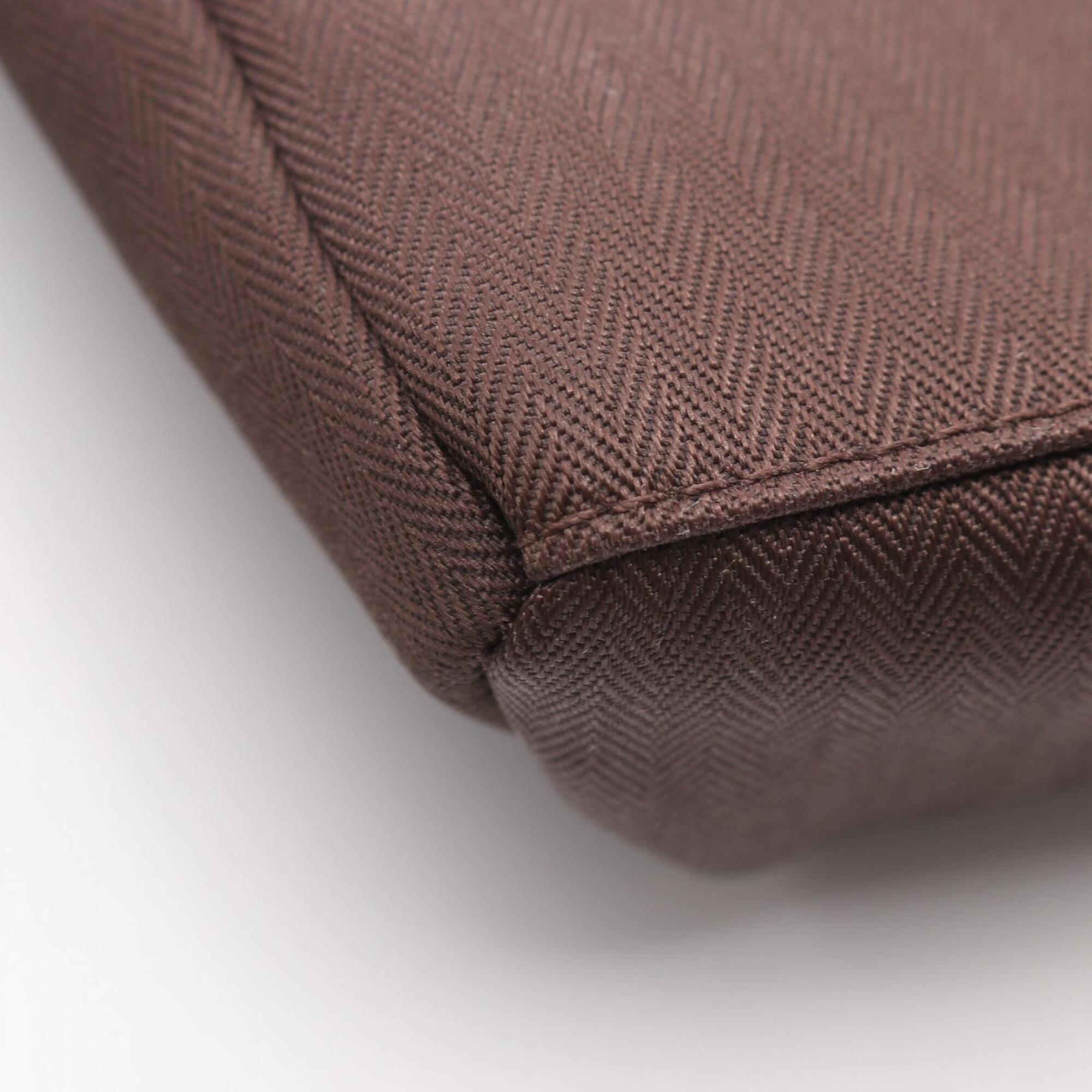 Hermes Brown Toile Chevron Handbag Shoulder Bag (Pre-Owned)