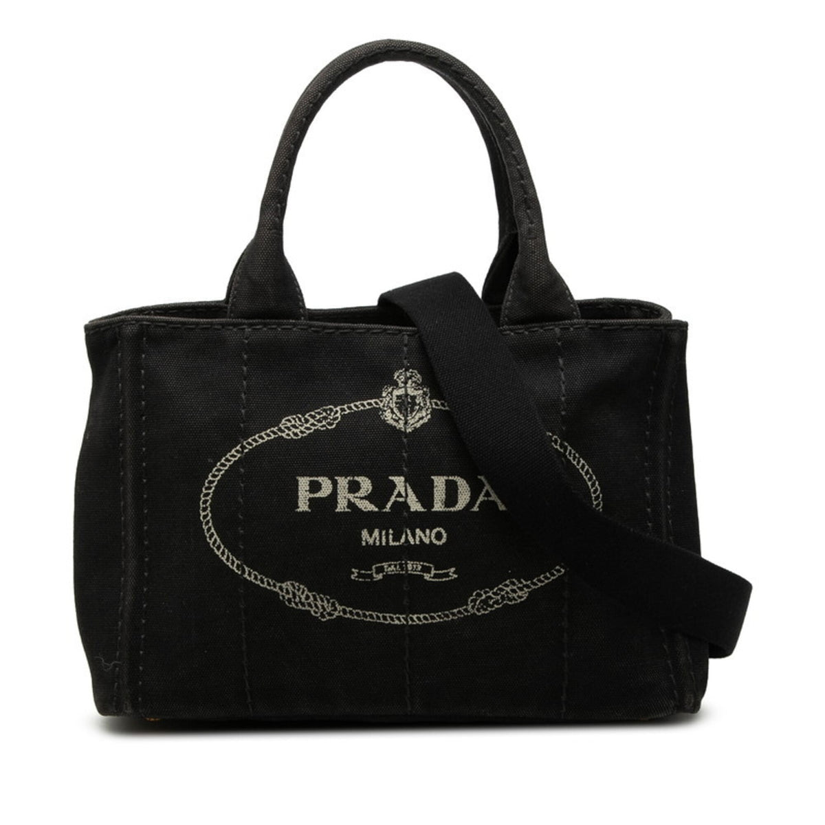 Prada Black Canvas Handbag Shoulder Bag (Pre-Owned)