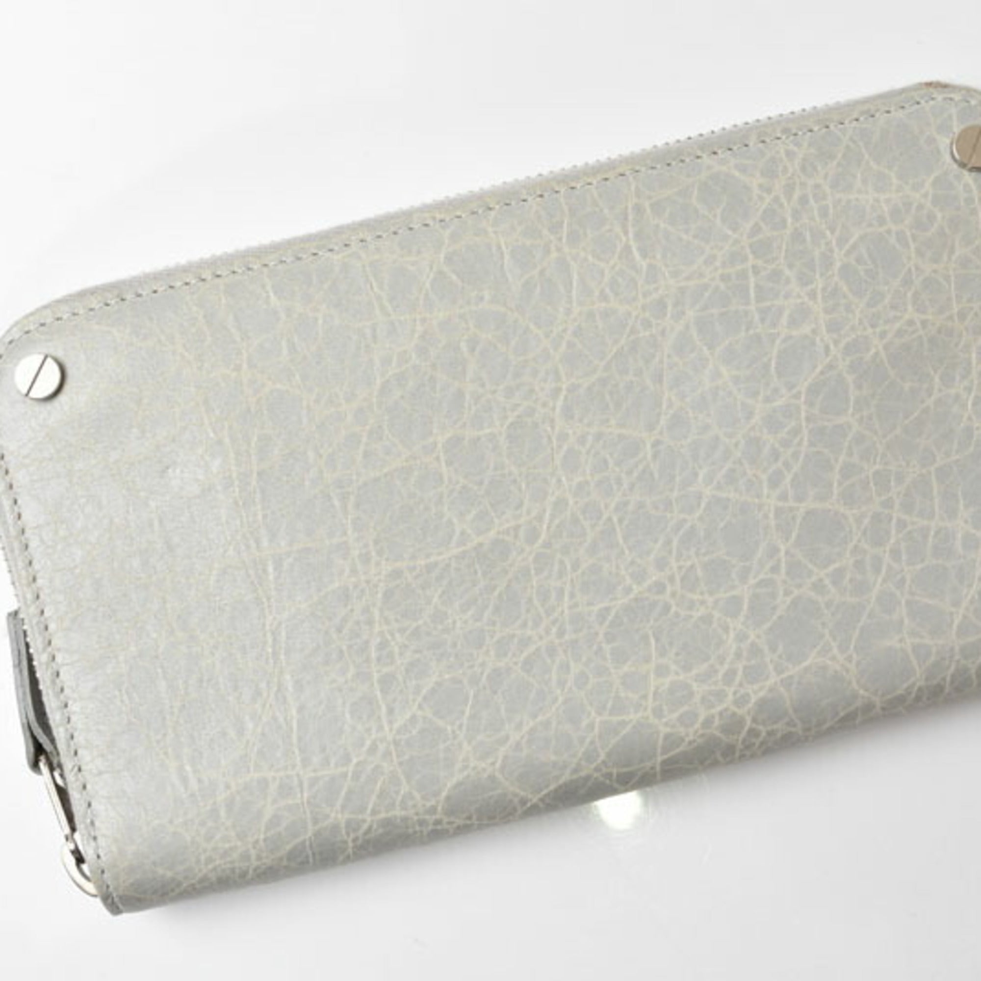 Balenciaga Light Gray Leather Long Wallet (Bi-Fold) (Pre-Owned)