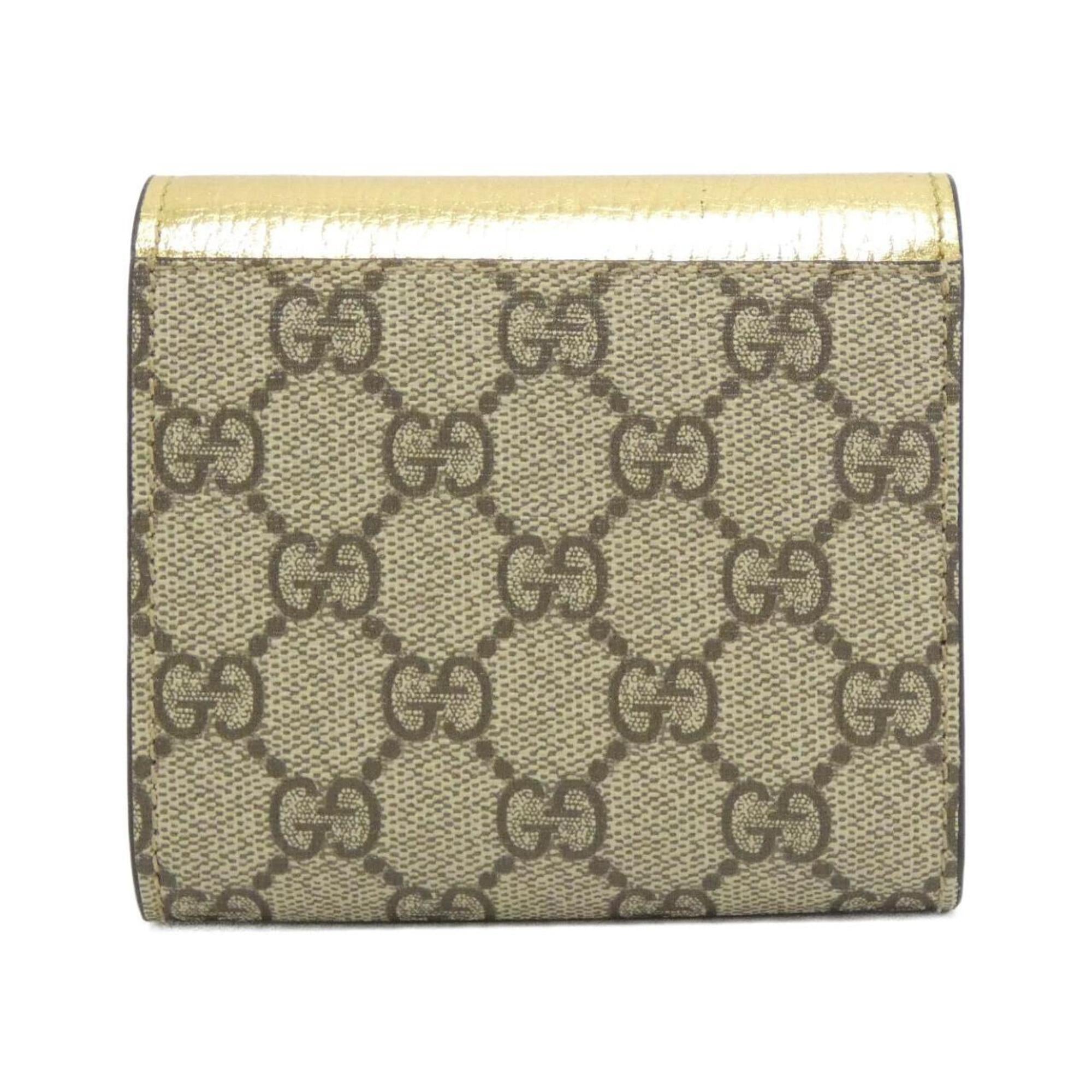 Gucci Beige Gold Gg Supreme Canvas Leather Wallet (Bi-Fold) (Pre-Owned)