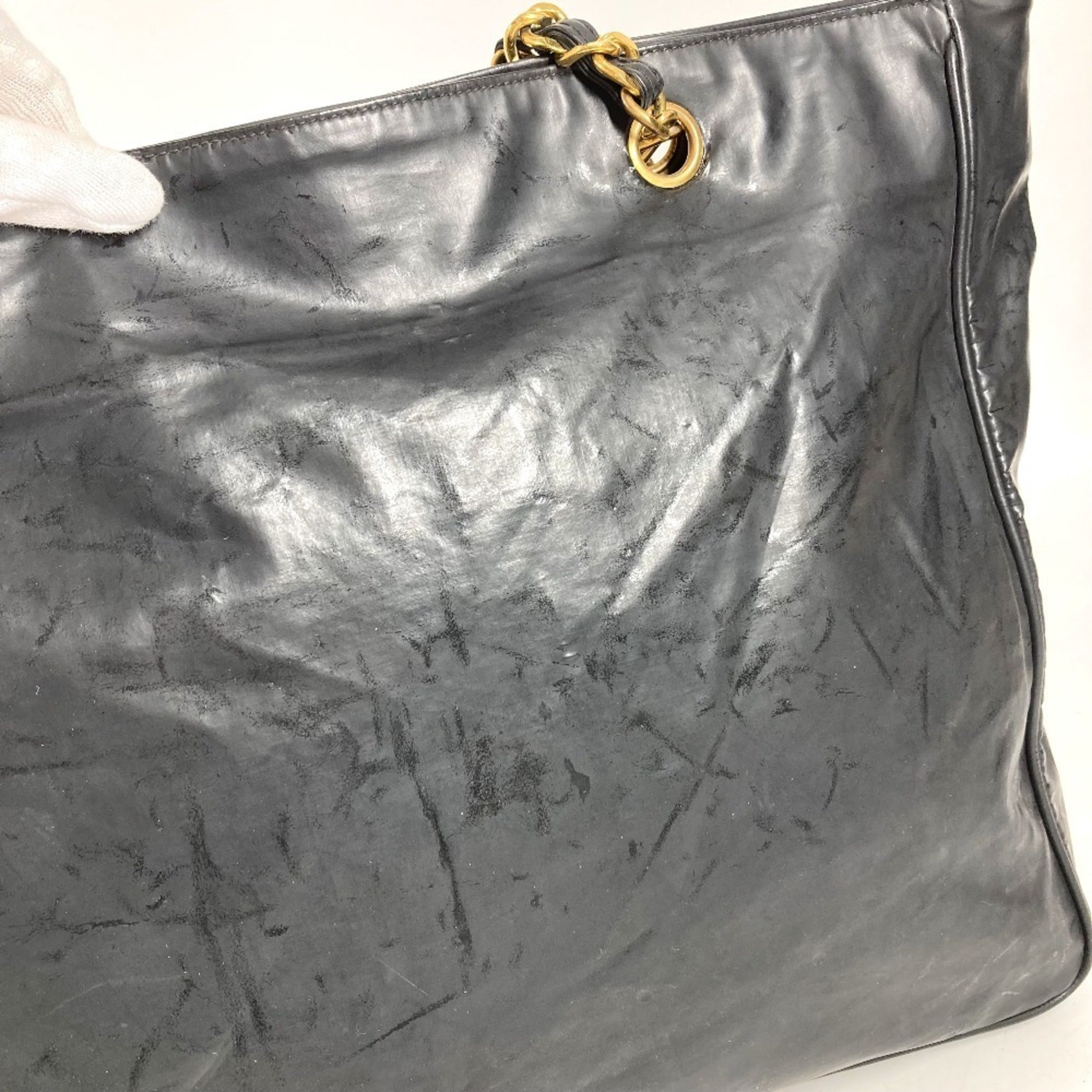Chanel Black Coated Canvas Shoulder Bag Tote Bag (Pre-Owned)