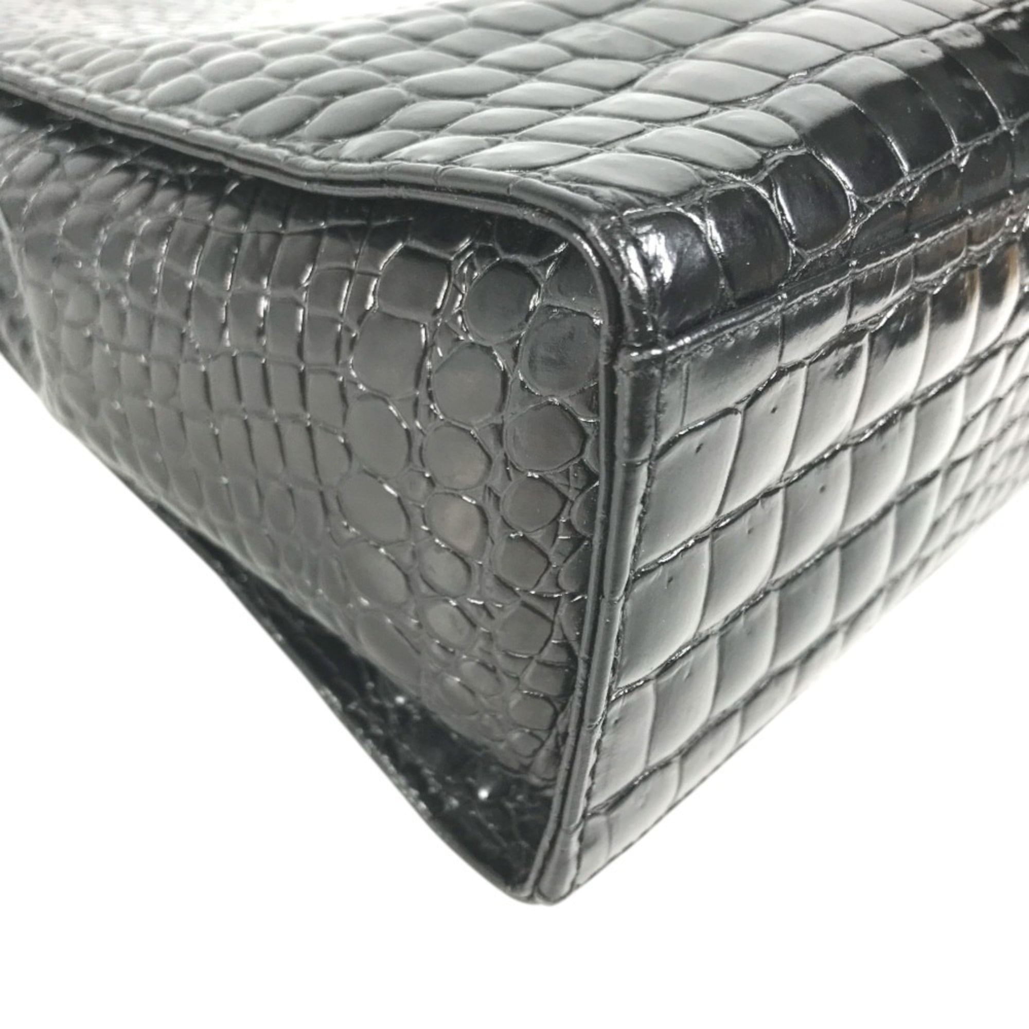 Versace Black Leather Shoulder Bag Tote Bag (Pre-Owned)