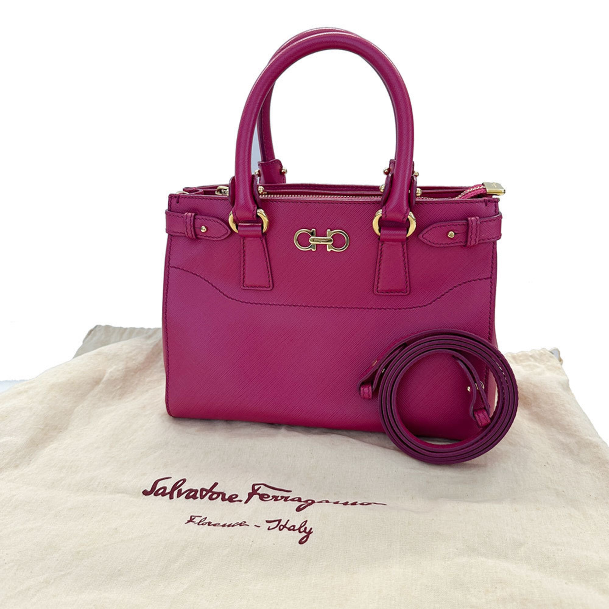 Salvatore Ferragamo Pink Leather Handbag Shoulder Bag (Pre-Owned)