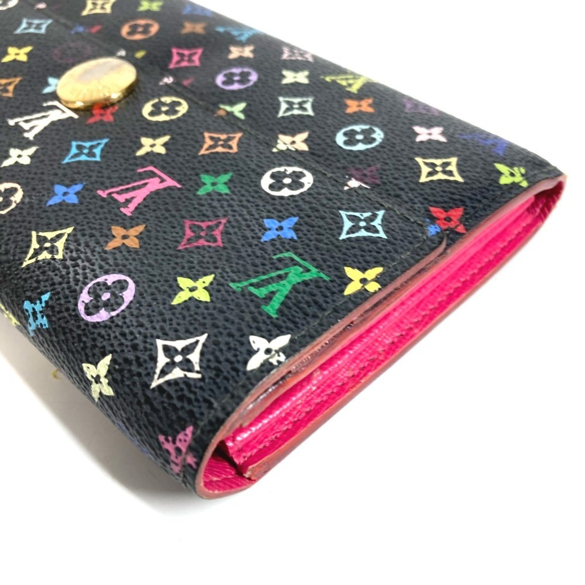 Louis Vuitton Monogram Multicolore Black Noir Pink Monogram Multicolore Long Wallet (Bi-Fold) (Pre-Owned)