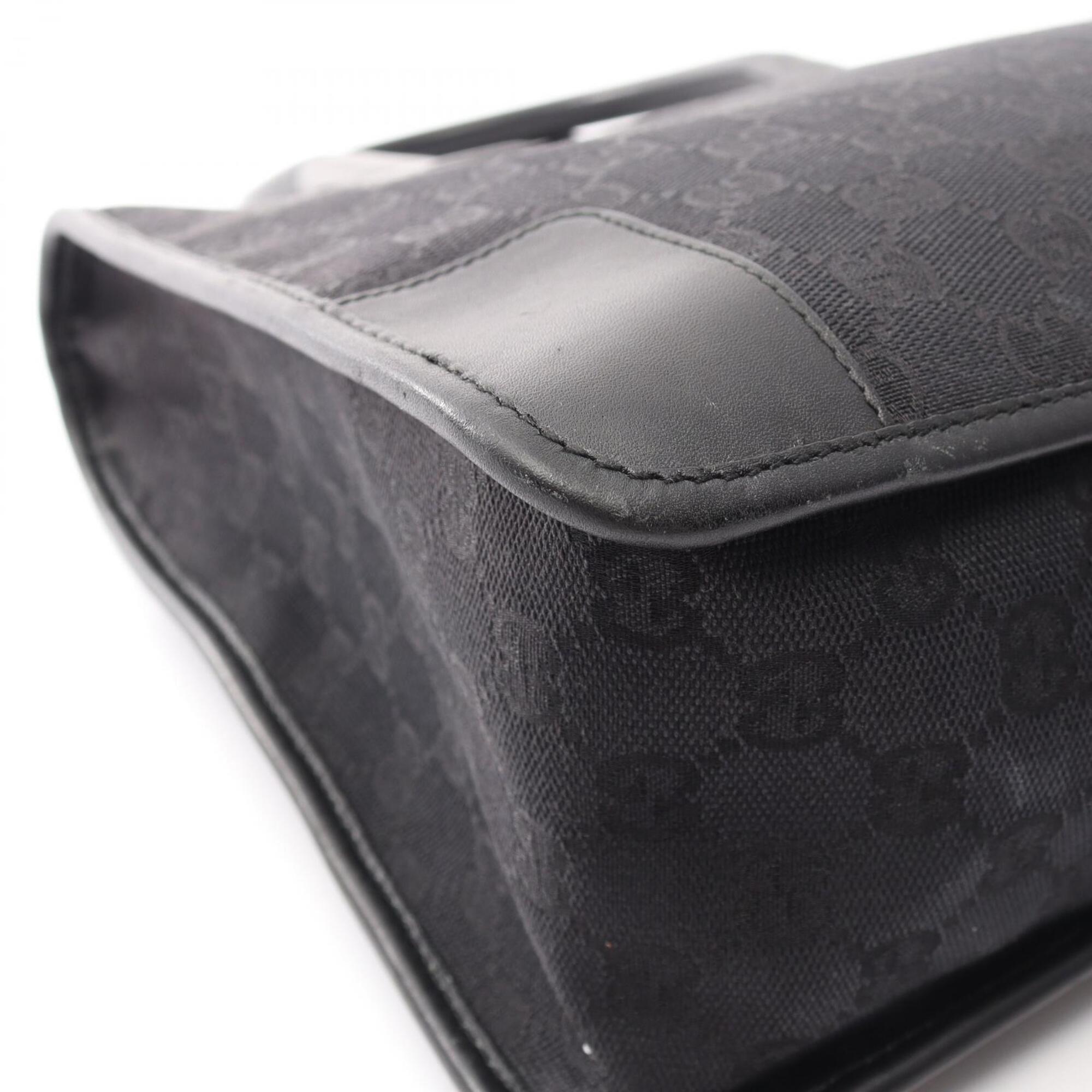 Gucci Black Canvas Leather Handbag Tote Bag (Pre-Owned)