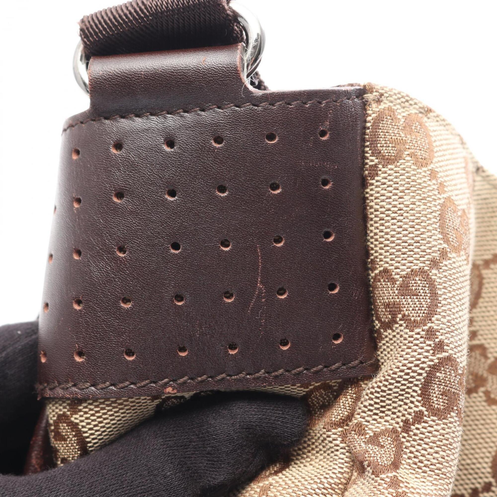 Gucci Beige Brown Canvas Leather Handbag Shoulder Bag (Pre-Owned)