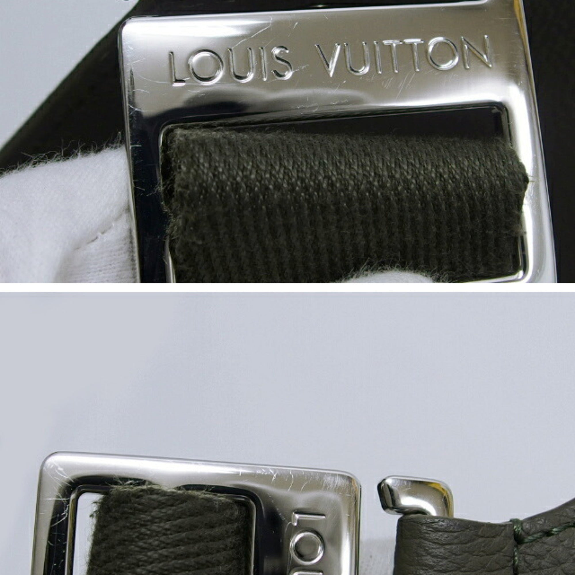 Louis Vuitton Moss Green Leather Shoulder Bag Sling Bag (Pre-Owned)