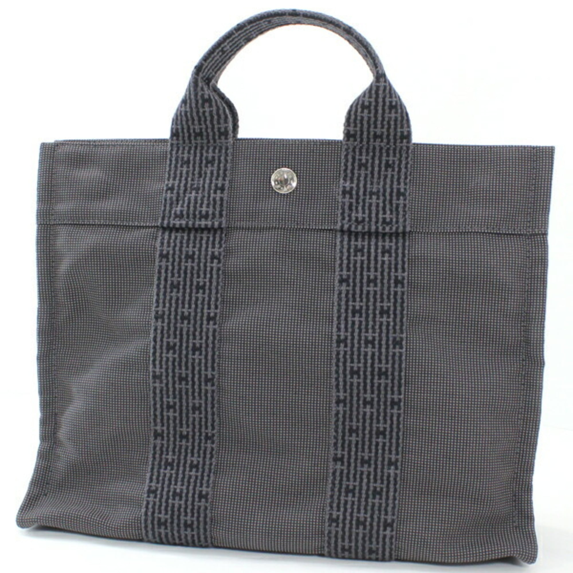 Hermes Her Line Gray Canvas Handbag (Pre-Owned)