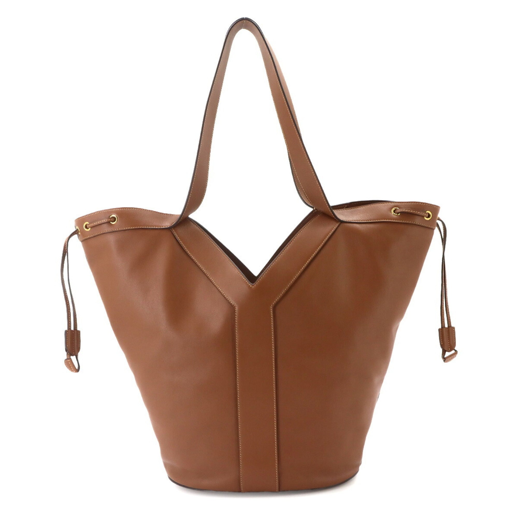 Saint Laurent Brown Leather Handbag Tote Bag (Pre-Owned)