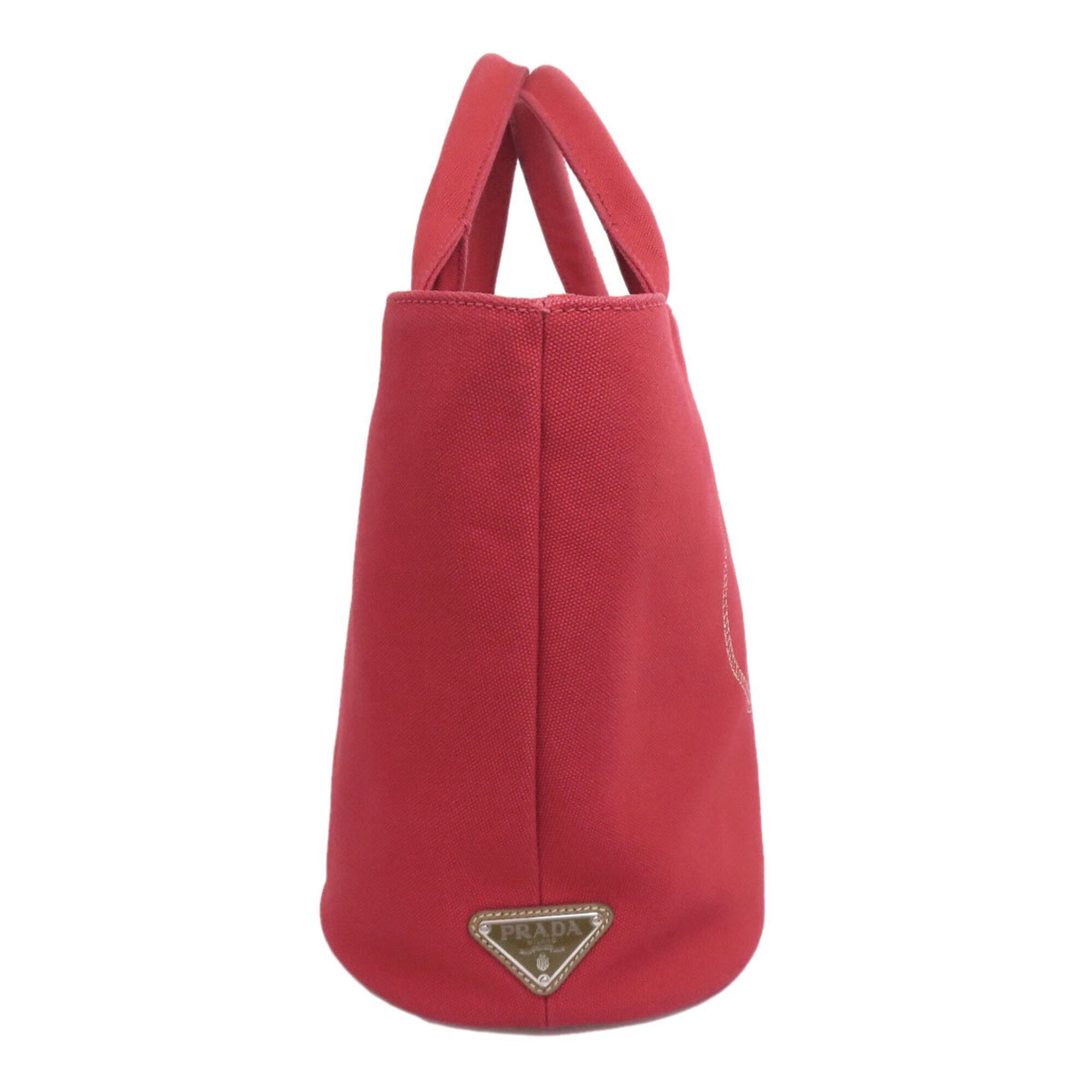 Prada Canapa Red Color Canvas Tote Bag (Pre-Owned)