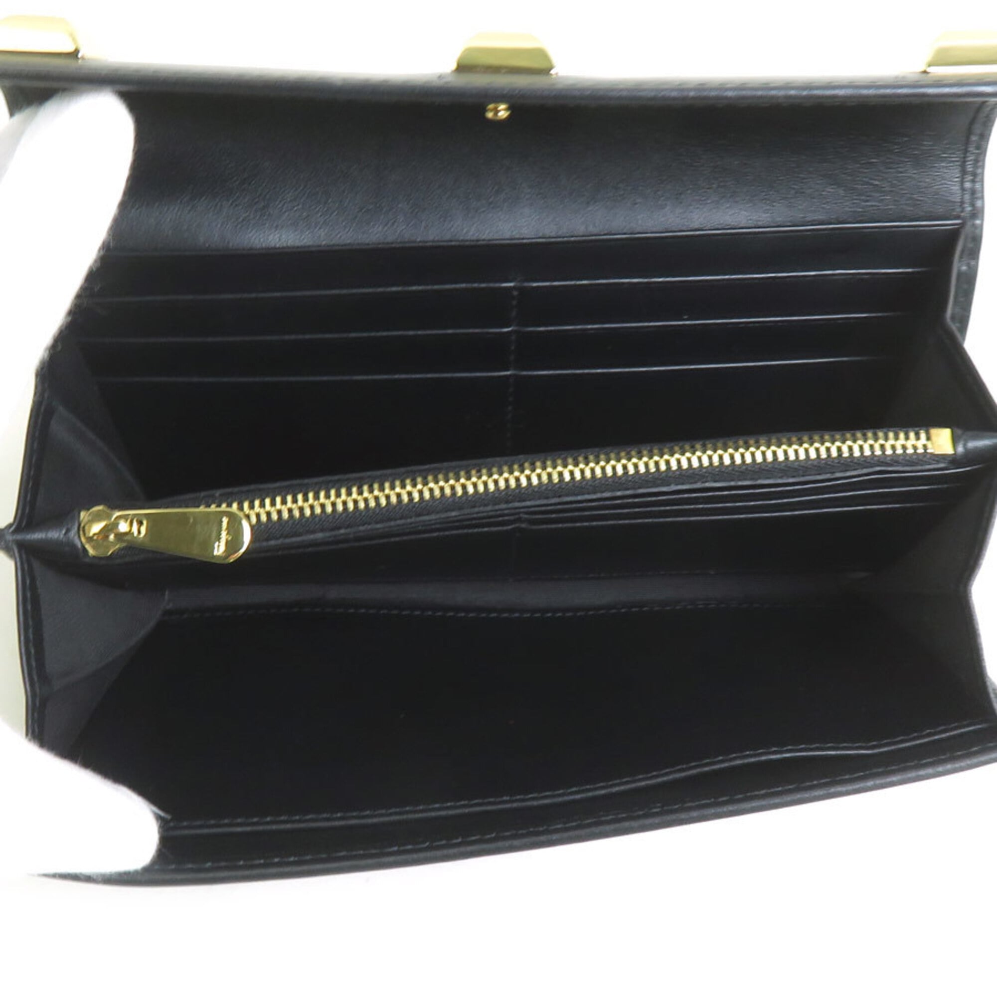 Salvatore Ferragamo Black Leather Long Wallet (Bi-Fold) (Pre-Owned)