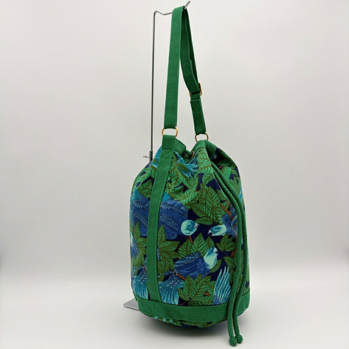 Hermes Blue Green Canvas Shoulder Bag (Pre-Owned)