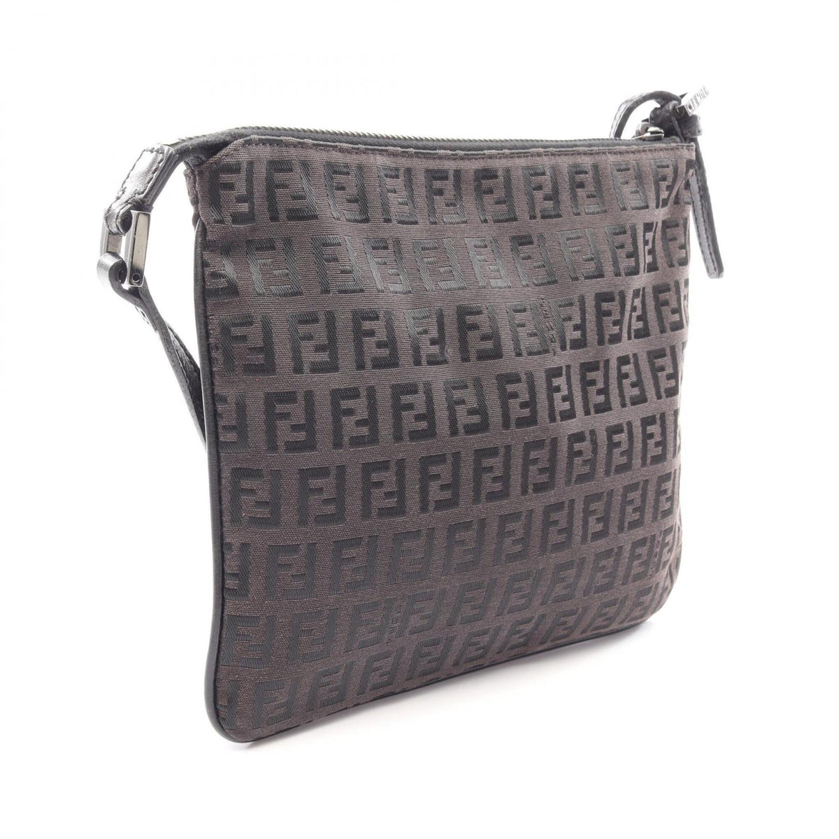 Fendi Black Brown Canvas Leather Handbag Shoulder Bag (Pre-Owned)