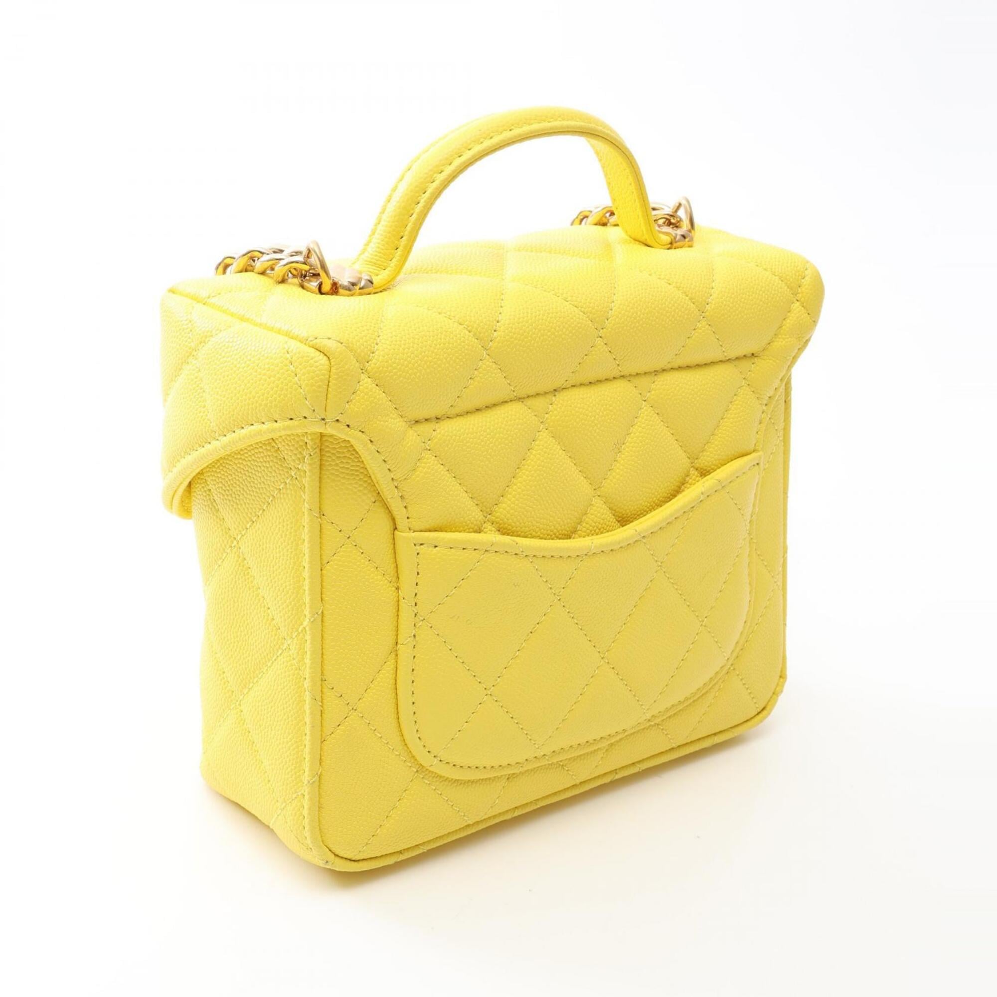 Chanel Yellow Grained Calfskin Handbag Shoulder Bag Vanity Bag (Pre-Owned)
