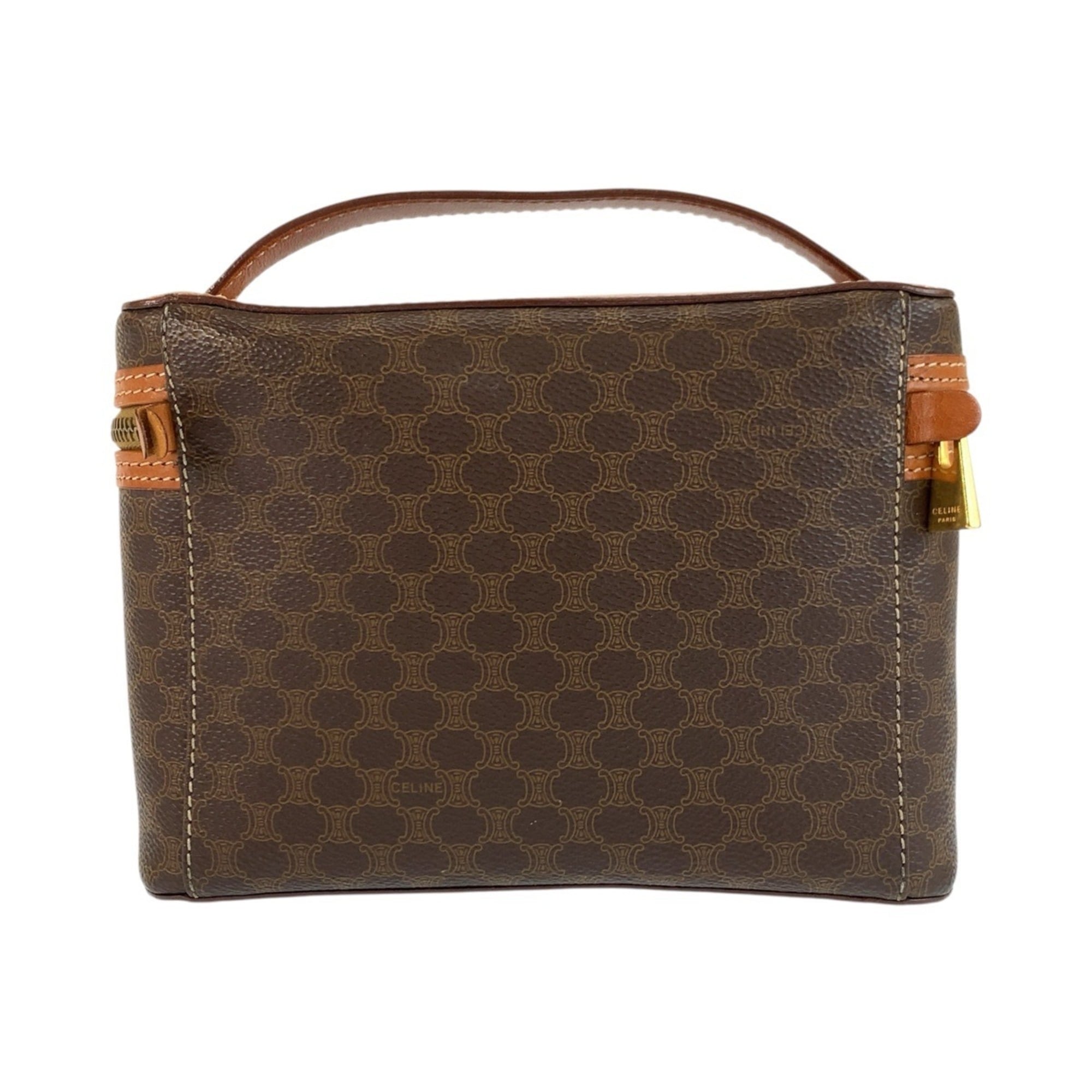 Celine Brown Leather Pvc Handbag Vanity Bag (Pre-Owned)