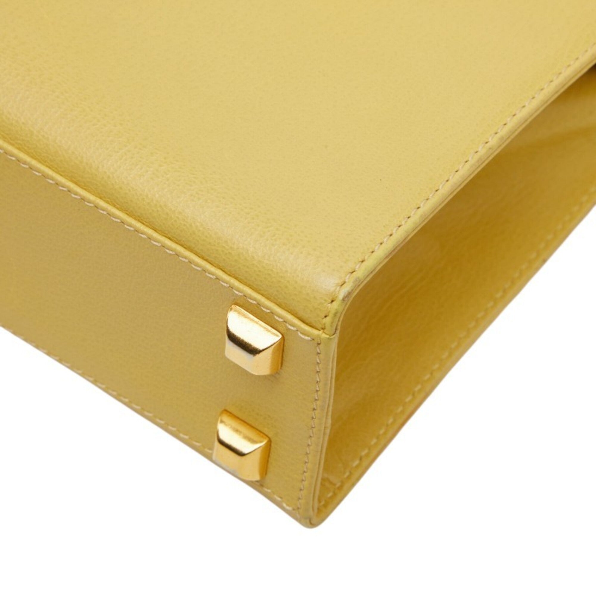 Salvatore Ferragamo Yellow Leather Handbag Shoulder Bag (Pre-Owned)