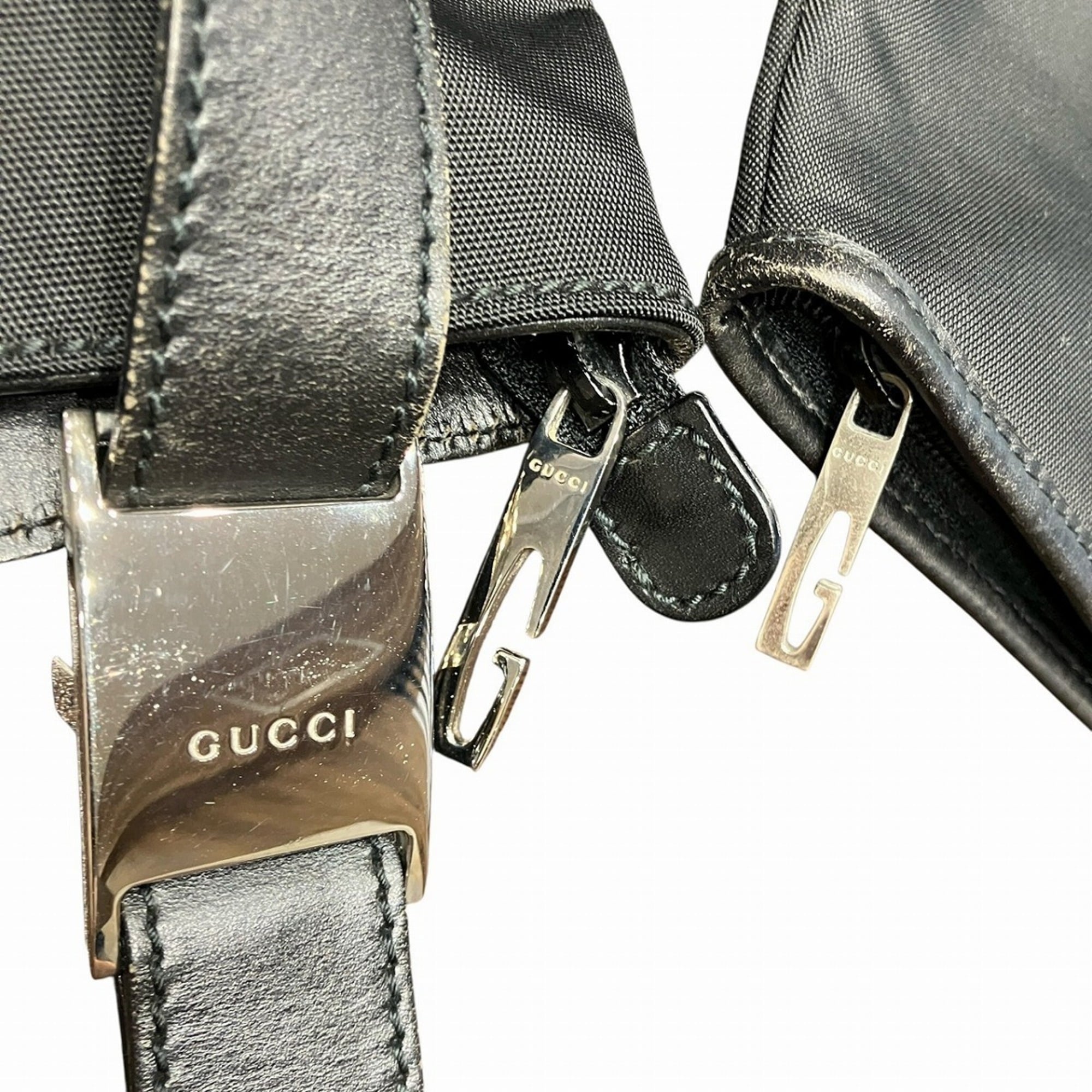 Gucci Black Canvas Leather Tote Bag (Pre-Owned)