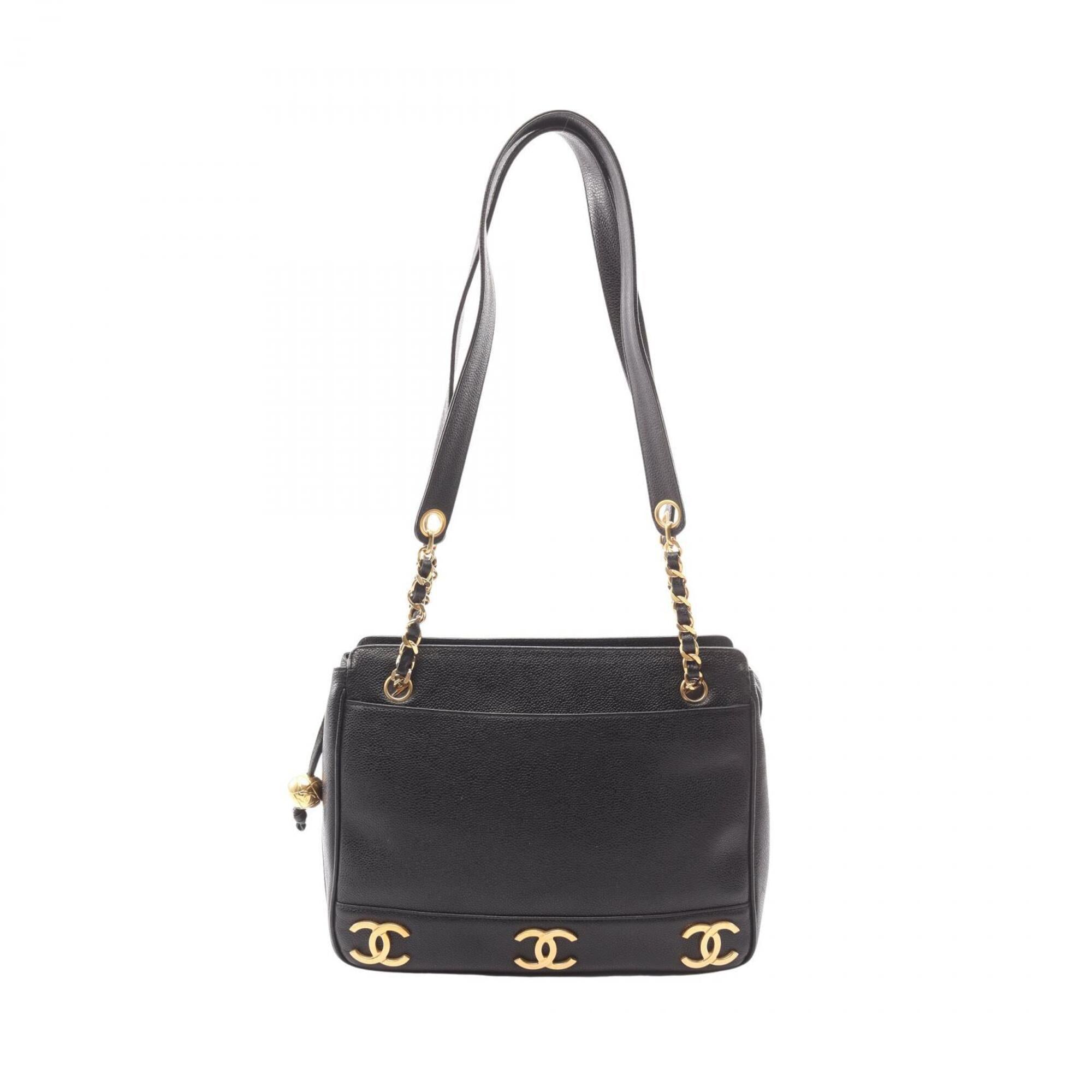 Chanel Black Grained Calfskin Handbag Tote Bag (Pre-Owned)