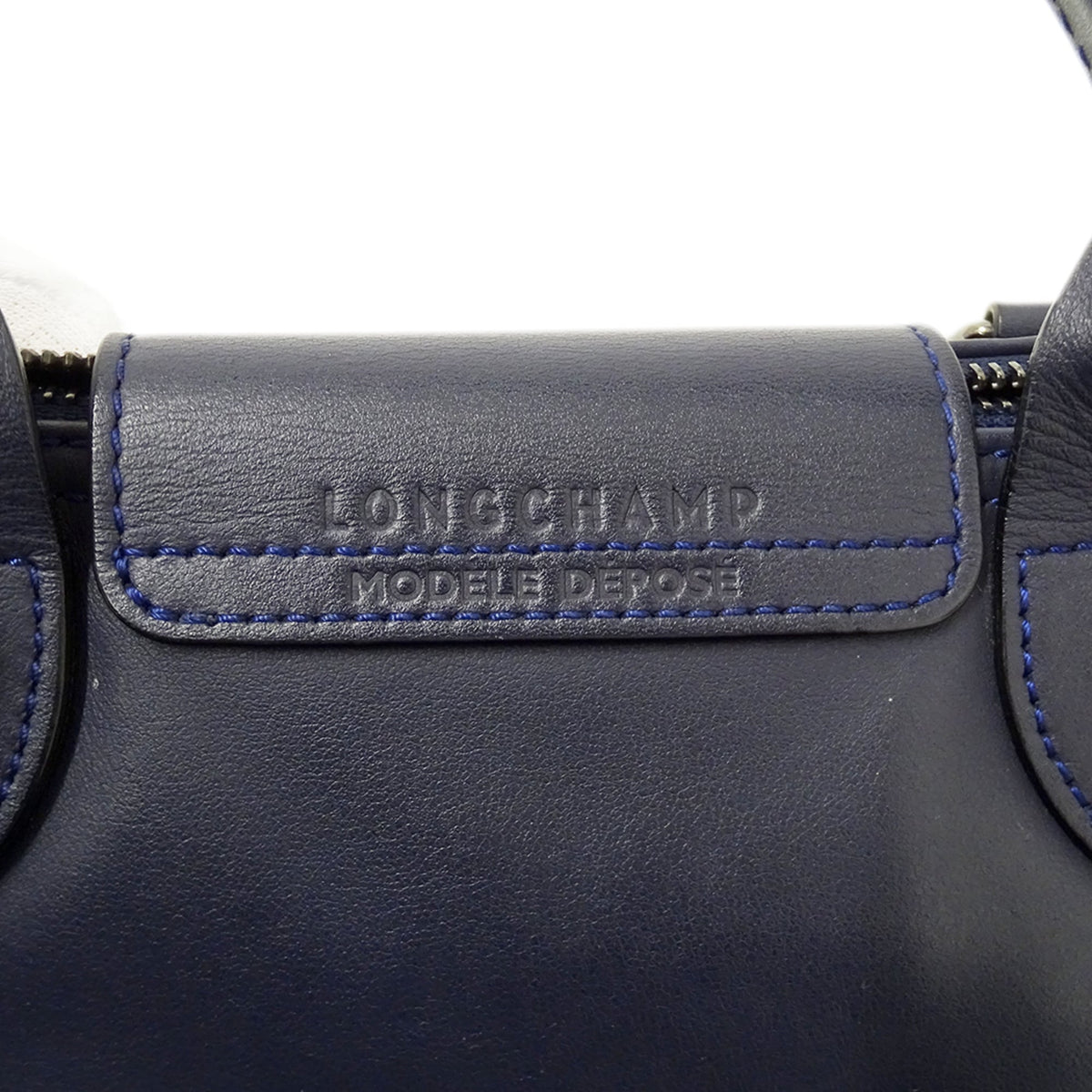 Longchamp Navy Leather Handbag Shoulder Bag (Pre-Owned)